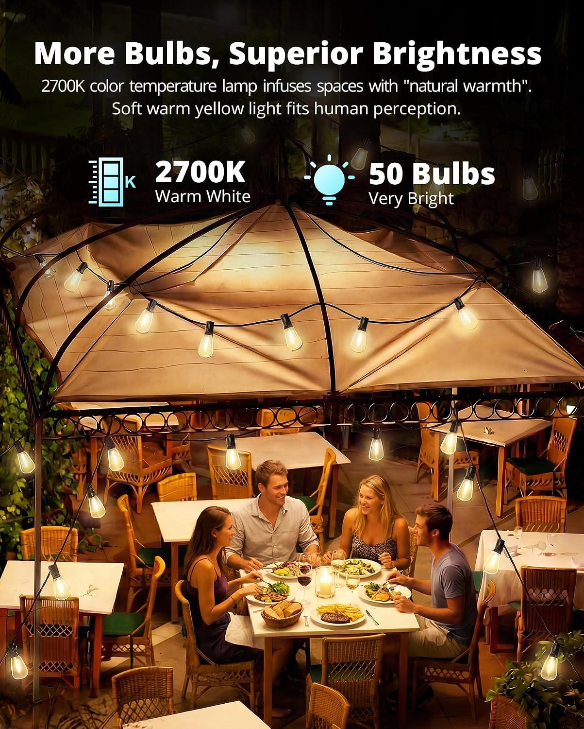 Detalle de VIPAR Outdoor String Lights, 100 ft