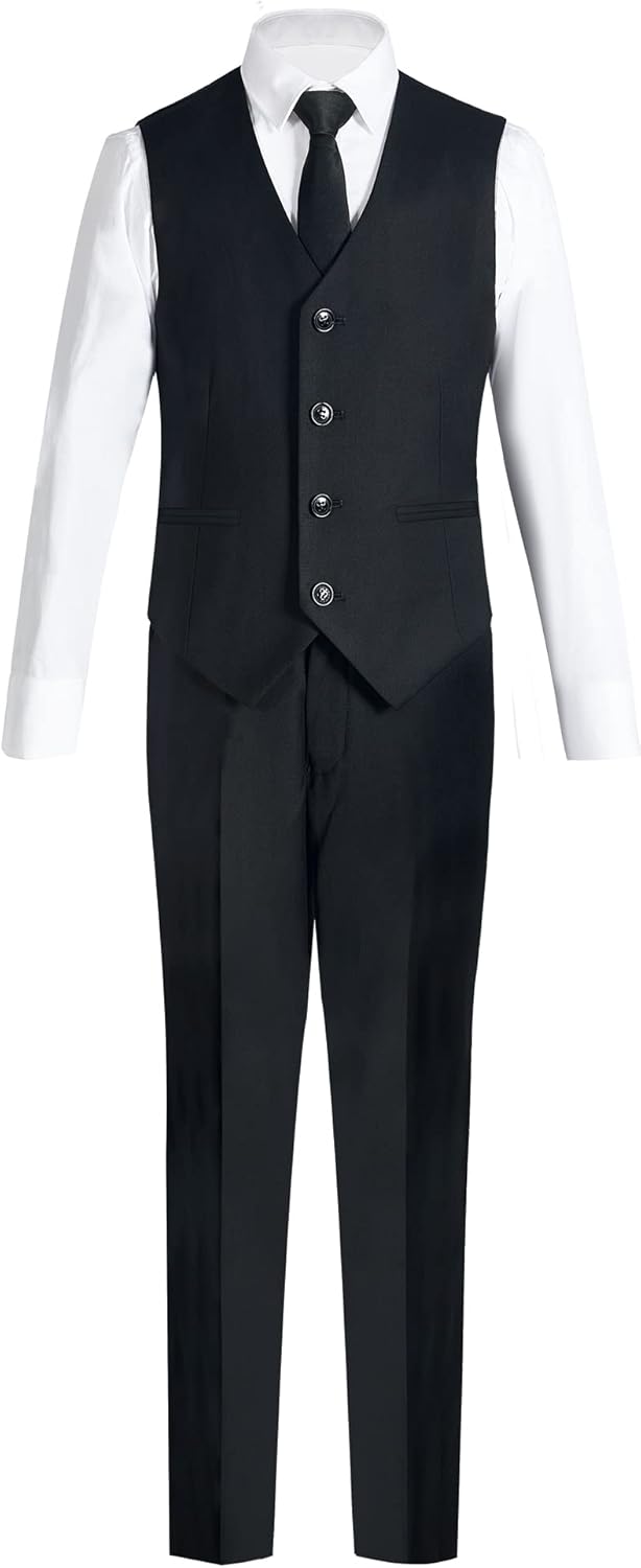Thumbnail 3 de Marvelous World Boys’ Formal Slim Fit Suit Set with Adjustable Waist (Jacket, Pants, Vest + accessories)
