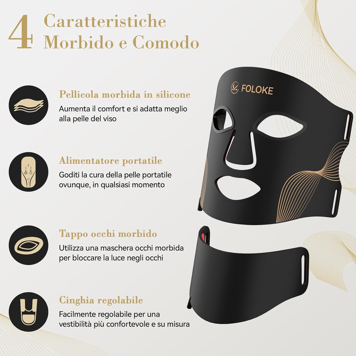 Detalle de FOLOKE Maschera di Terapia con Luce LED per la Cura della Pelle: rosa? rosso, per viso e collo