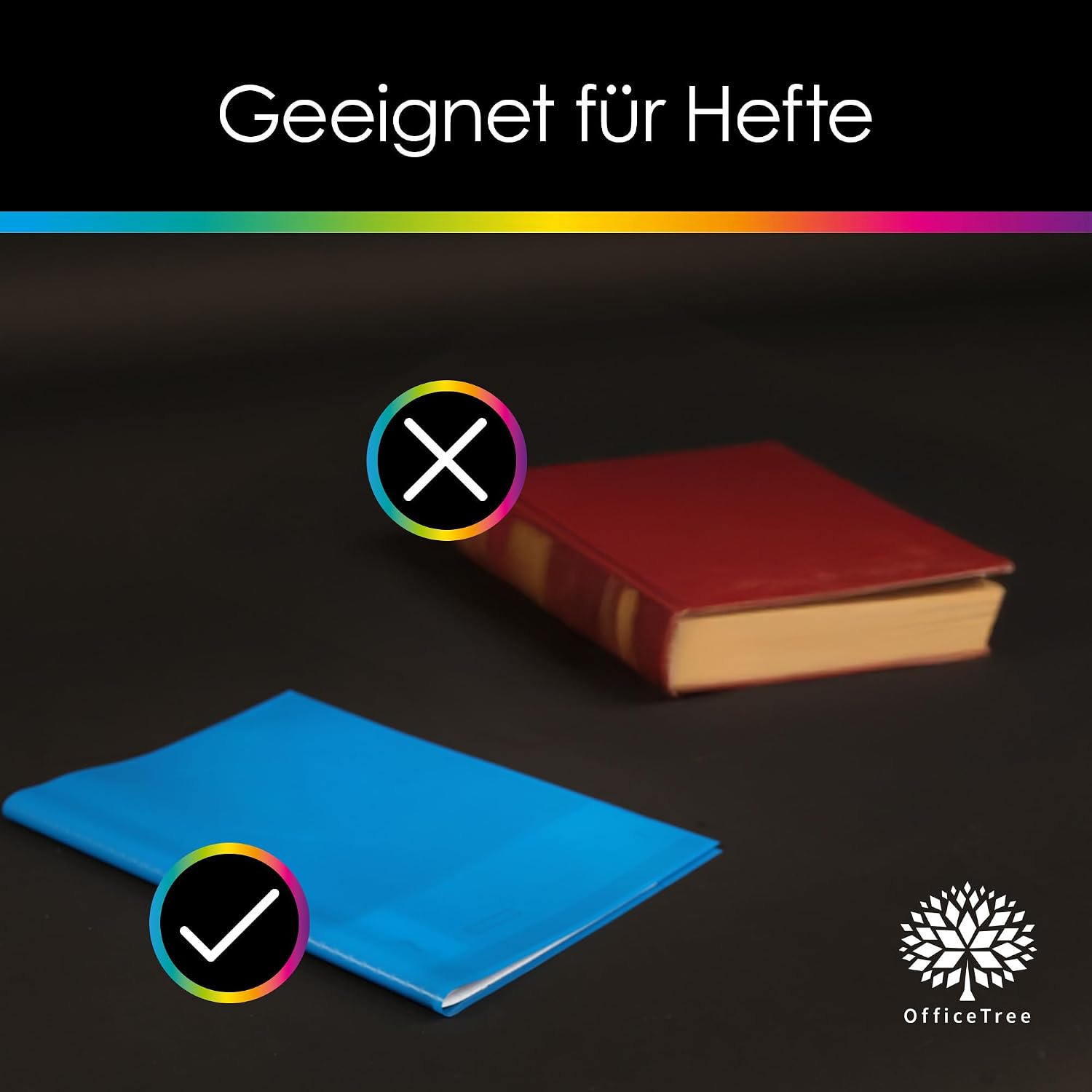 Detalle de OfficeTree Hefthüllen A4 bunt 12 Farben – 25 Etiketten, wasserabweisend, Bastoptik
