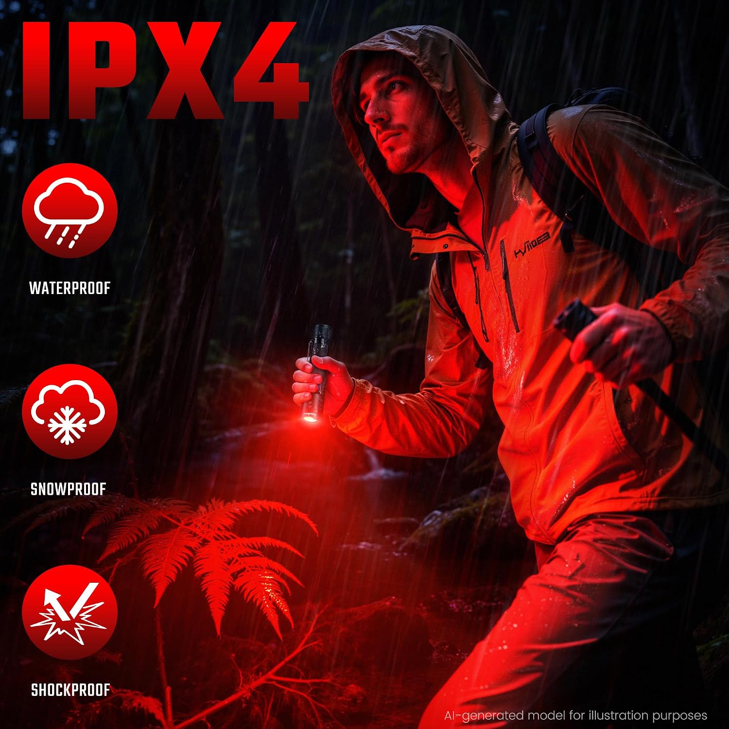 Thumbnail 4 de DARKDAWN Red Light Flashlight Aluminum Alloy