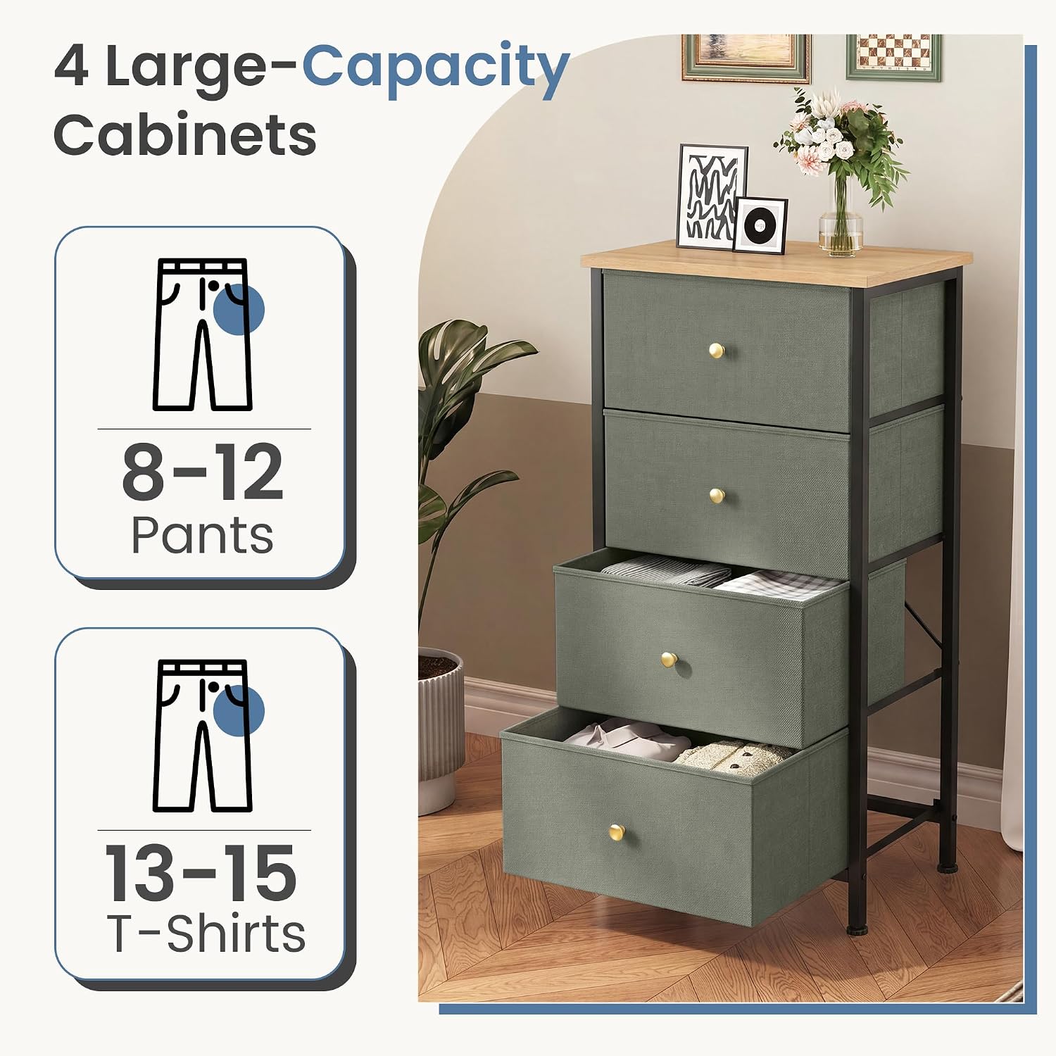 Detalle 2 de DUMOS Nightstand with 4 Fabric Drawers