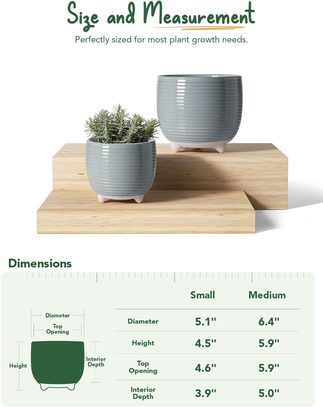 Thumbnail 4 de LE TAUCI Ceramic Plant Pots 12+16cm