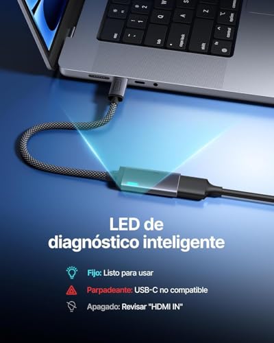 Detalle de INIU Adaptador USB‑C a HDMI con LED Inteligente, 4K@60Hz y Certificación HDMI Oficial