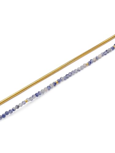 Thumbnail 2 de Tobillera Mujer Doble Cleopatra Azul Acero Baño Oro 18kt de SINGULARU