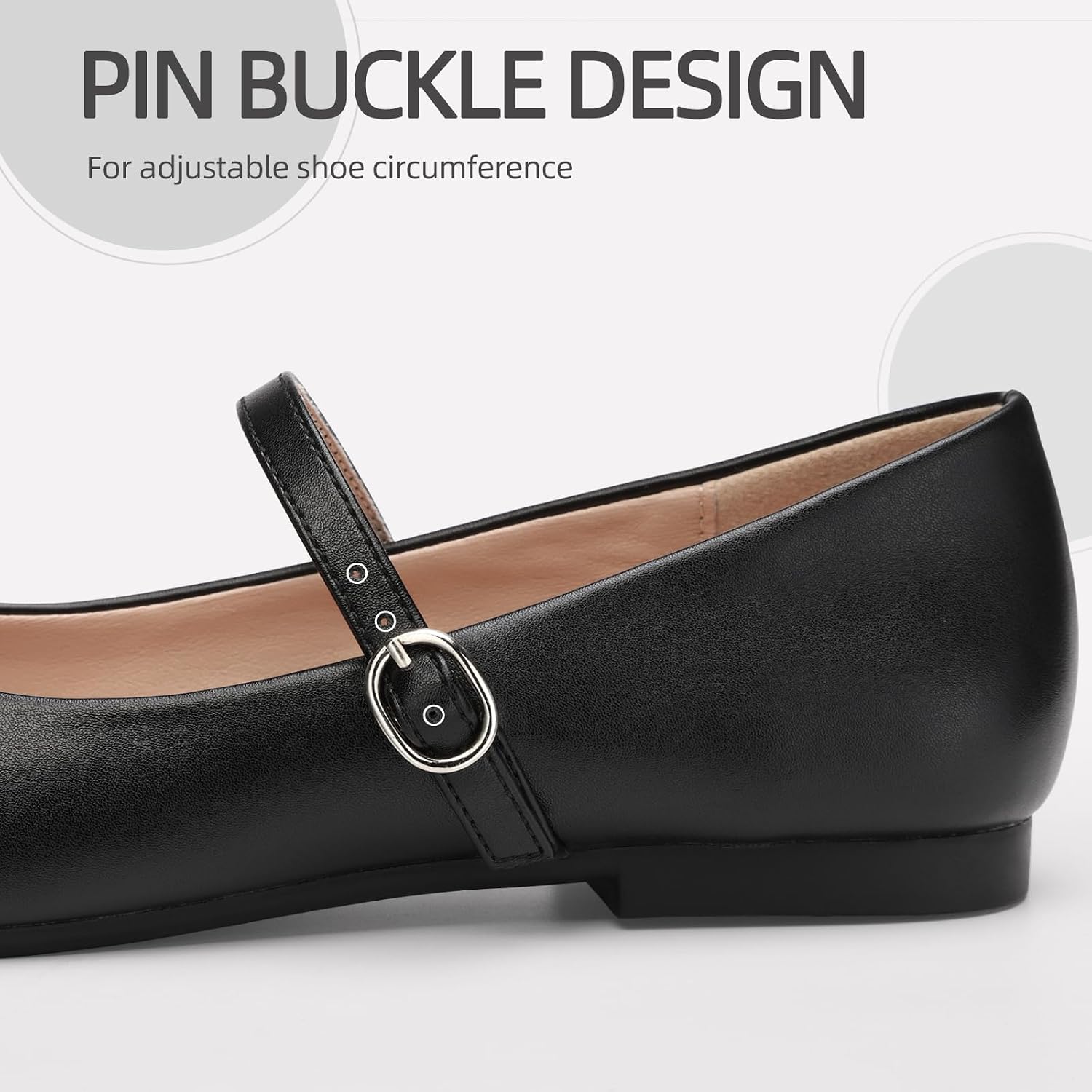 Detalle de Women's Mary Jane Flats with Adjustable Buckle and Memory Foam Insole