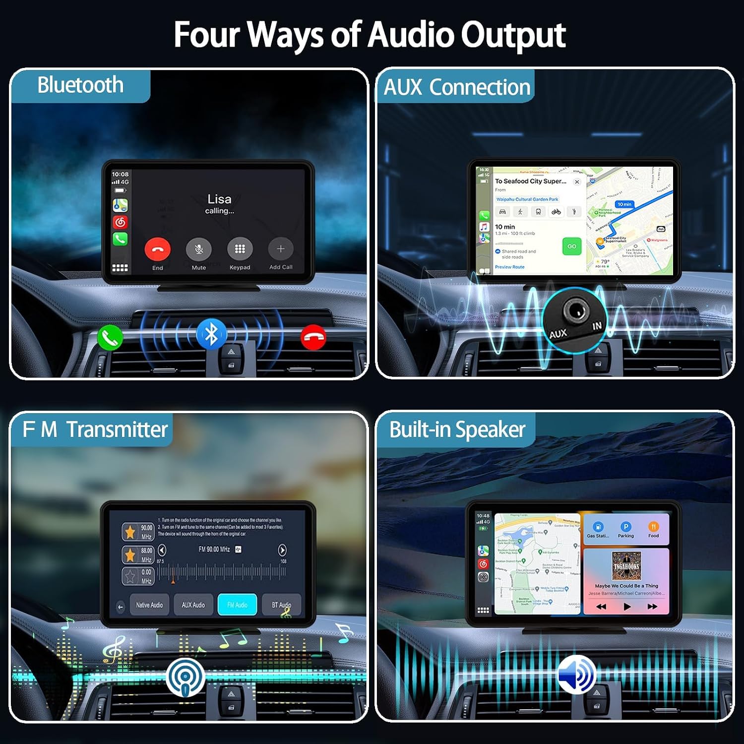 Thumbnail 5 de APOKAMORI 7-Inch CarPlay Wireless Portable Touchscreen Stereo with Backup Camera
