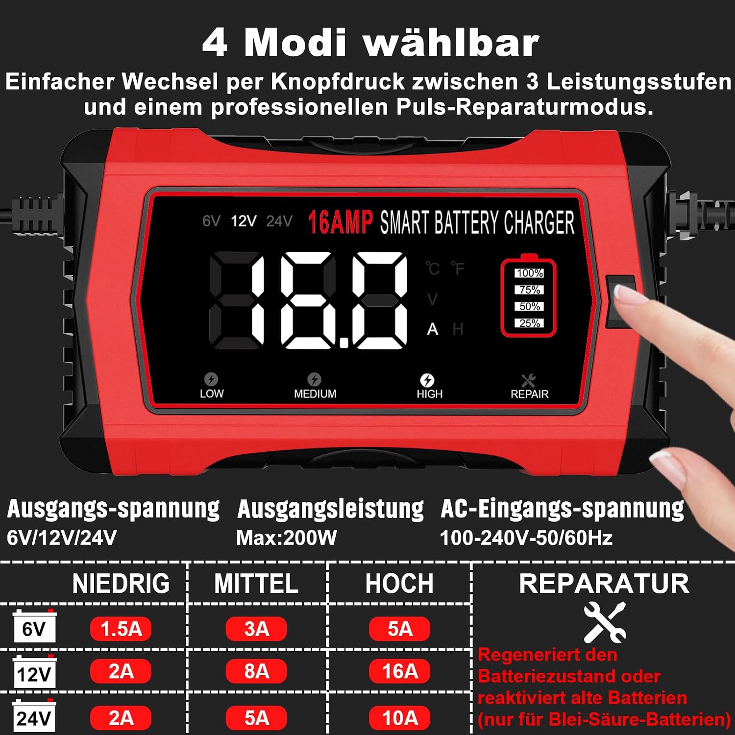 Thumbnail 2 de HTRC 16A Autobatterie Ladegerät 12V