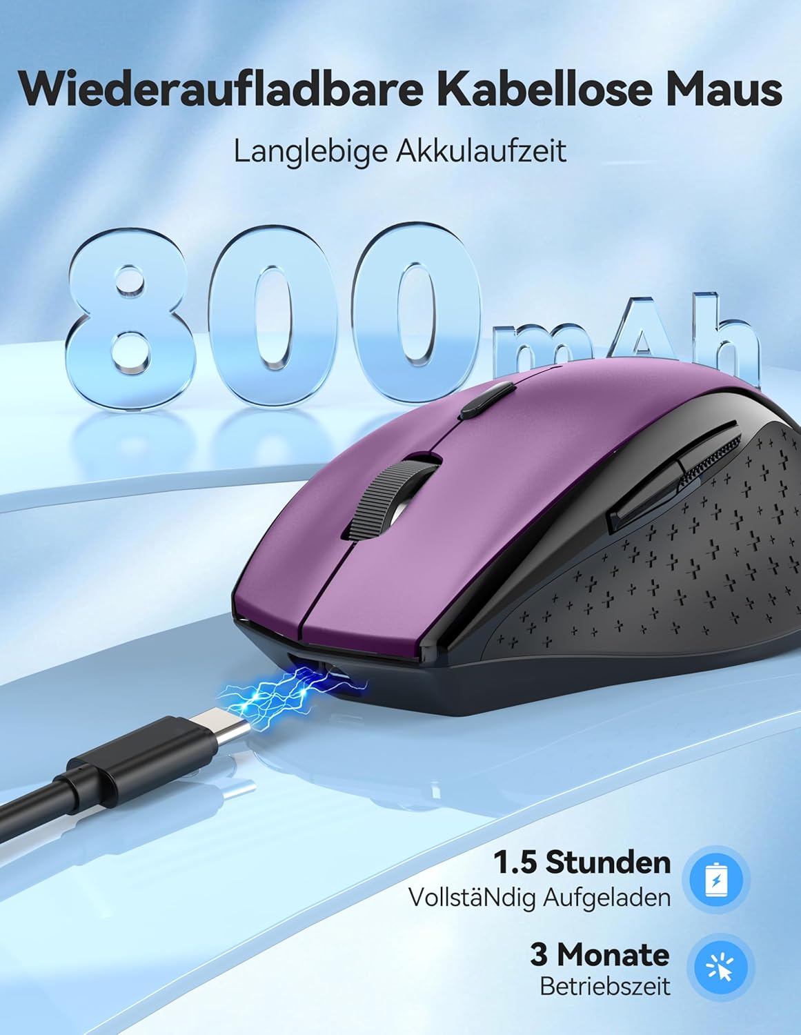 Thumbnail 1 de TECKNET PRO Kabellose Maus – Wiederaufladbar, Silent Click, 6400 DPI, Ergonomisch, 2,4 GHz