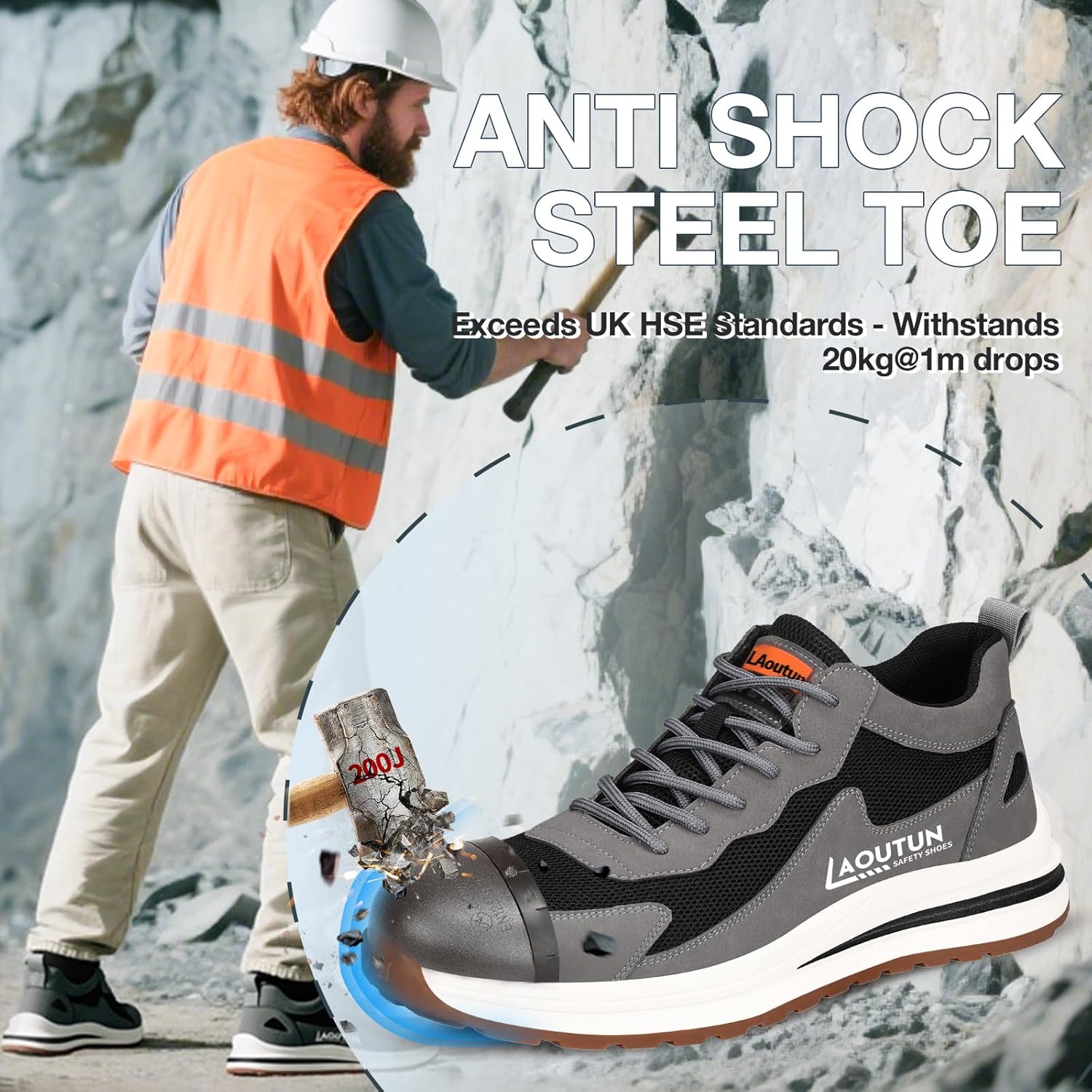Thumbnail 1 de LAoutun Safety Trainers: Steel Toe Cap Trainers with Puncture-Proof Kevlar Midsole for Men