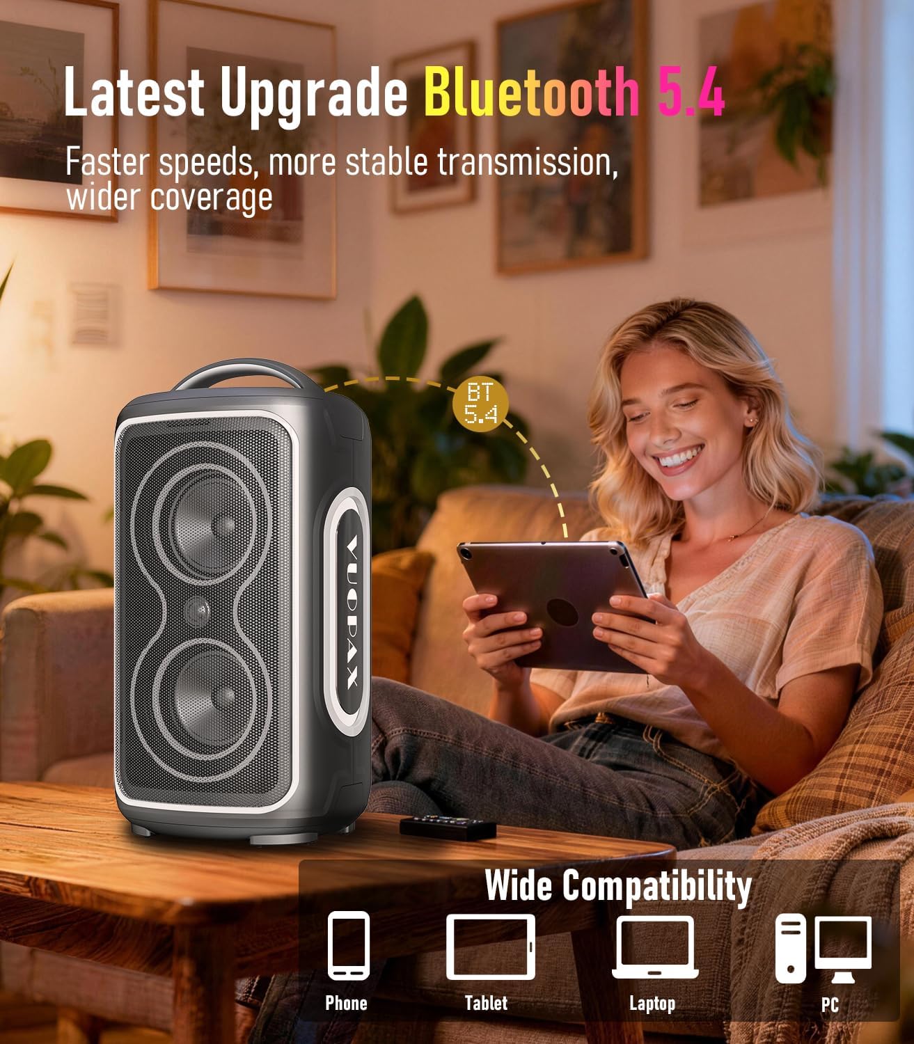 Thumbnail 4 de VUOPAX Bluetooth Lautsprecher Groß Party – 200W, IP65, 24h Akku, TWS, RGB-Lichtshow