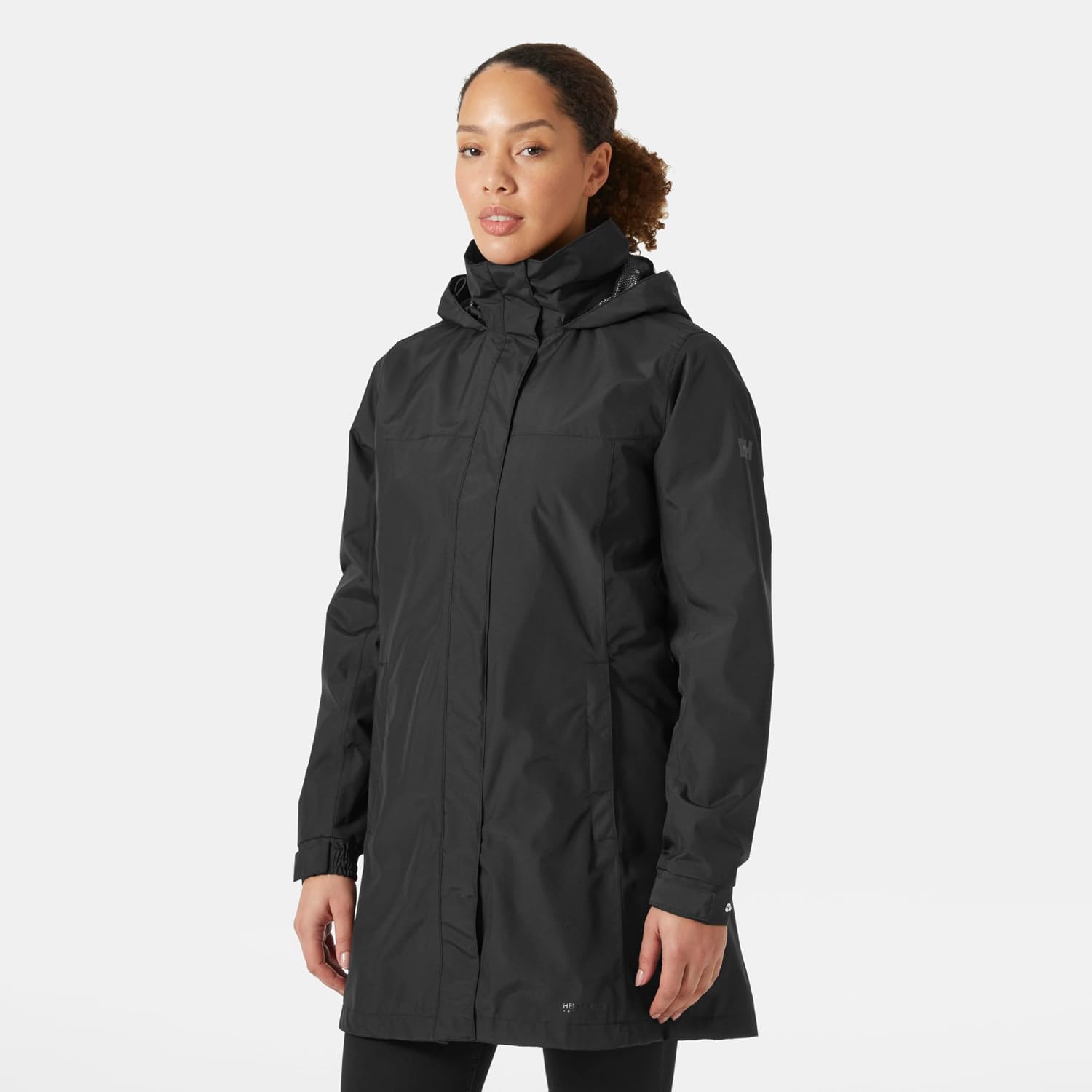 Detalle de Helly Hansen Damen Aden Lange Regenmantel – zuverlässiger Schutz mit feminine Silhouette