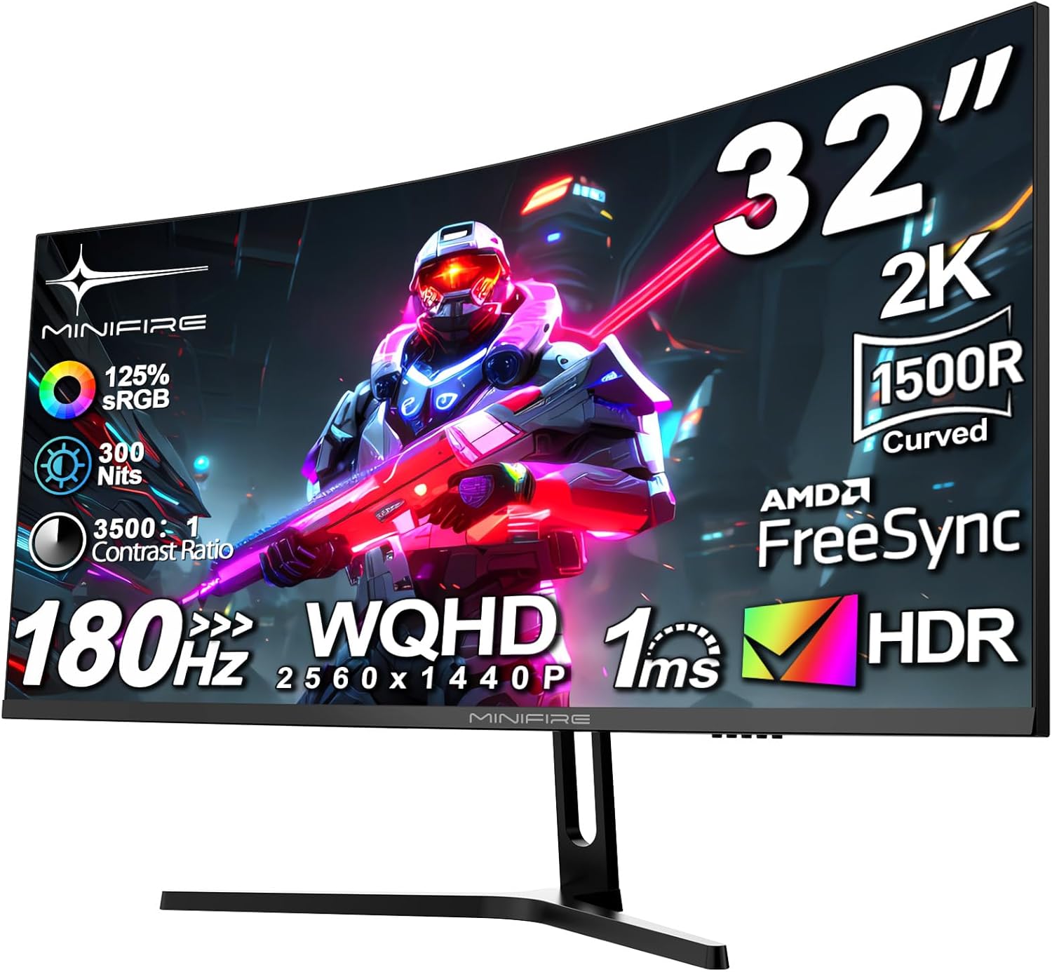 Detalle de Minifire MFG32C3Q 32" Curved Gaming-Monitor 2K 180Hz
