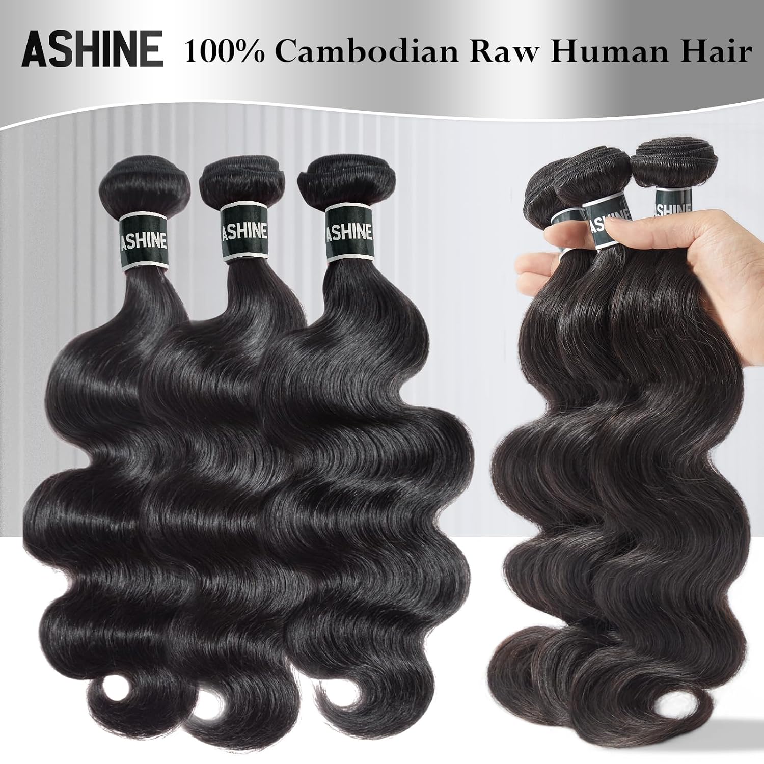 Thumbnail 1 de ASHINE Body Wave Human Hair Bundles 16 Inch