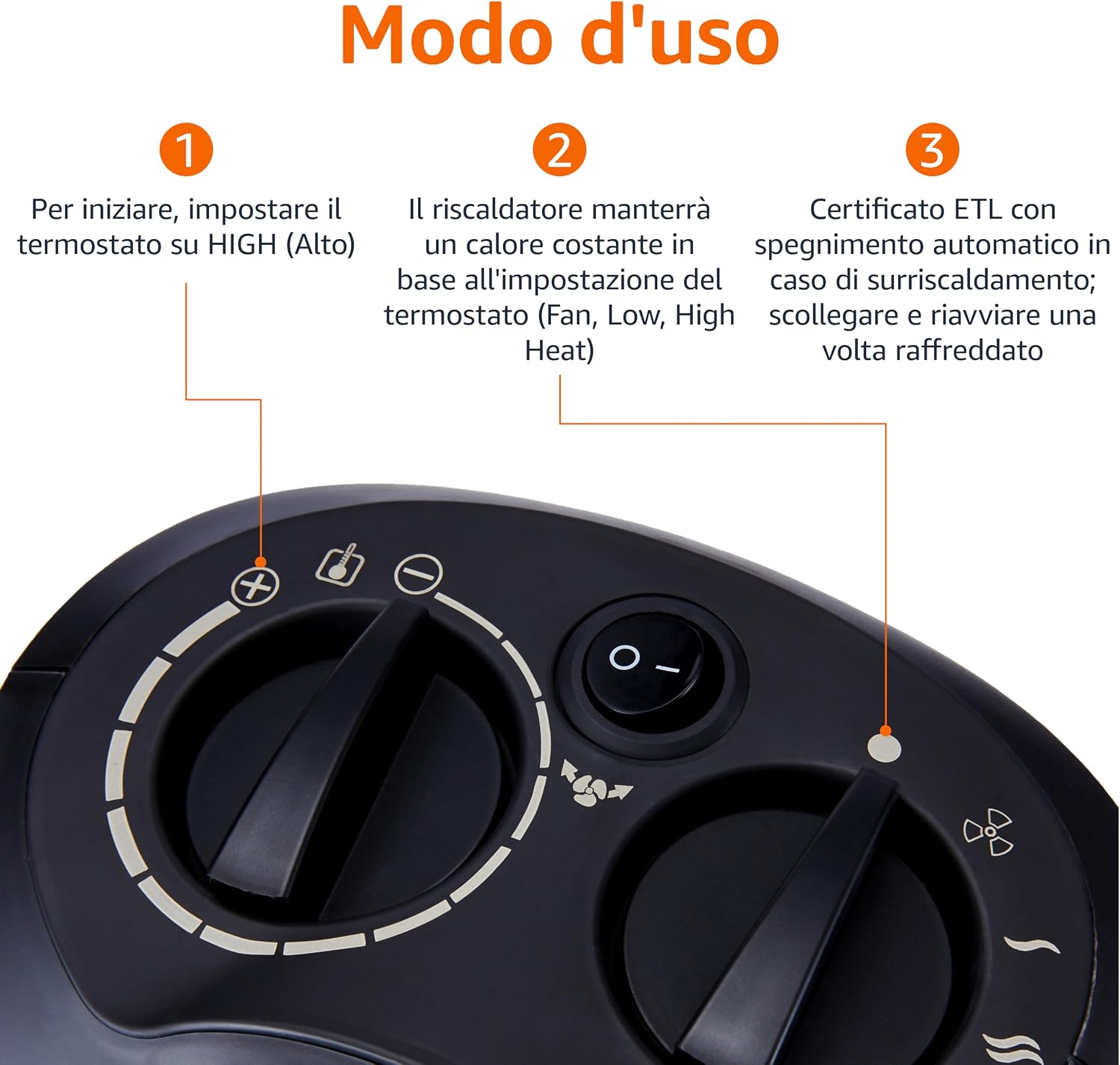 Thumbnail 3 de Amazon Basics Termoventilatore oscillante in ceramica 1800 W con termostato regolabile – Nero