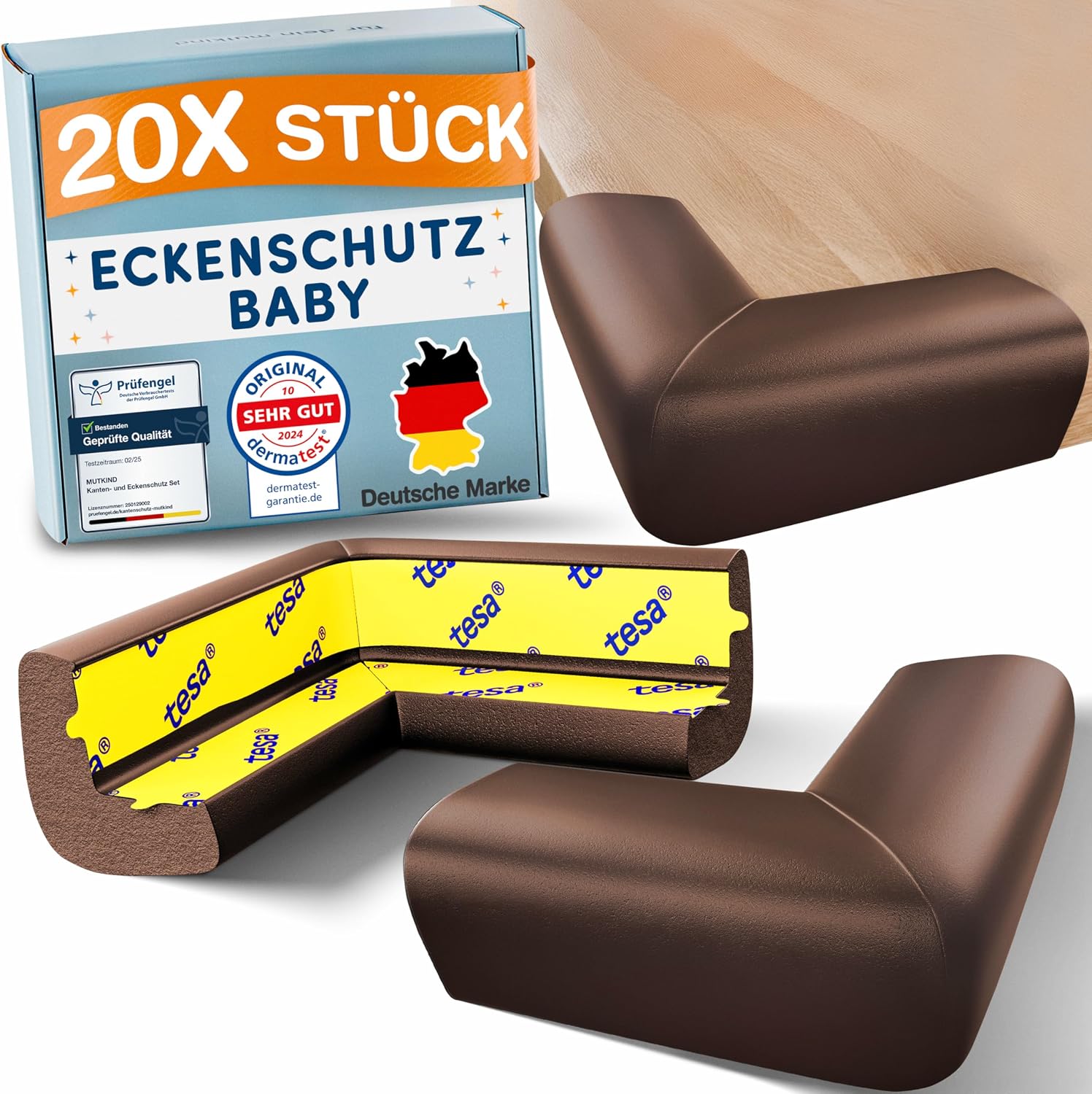 Imagen de MUTKIND Eckenschutz Baby 20er Set Braun en OfertitasTOP