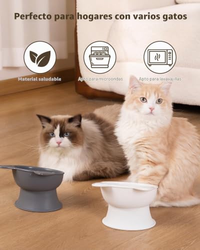 Thumbnail 7 de MateeyLife comedero elevado para gatos, 2 juegos con inclinación de 15°
