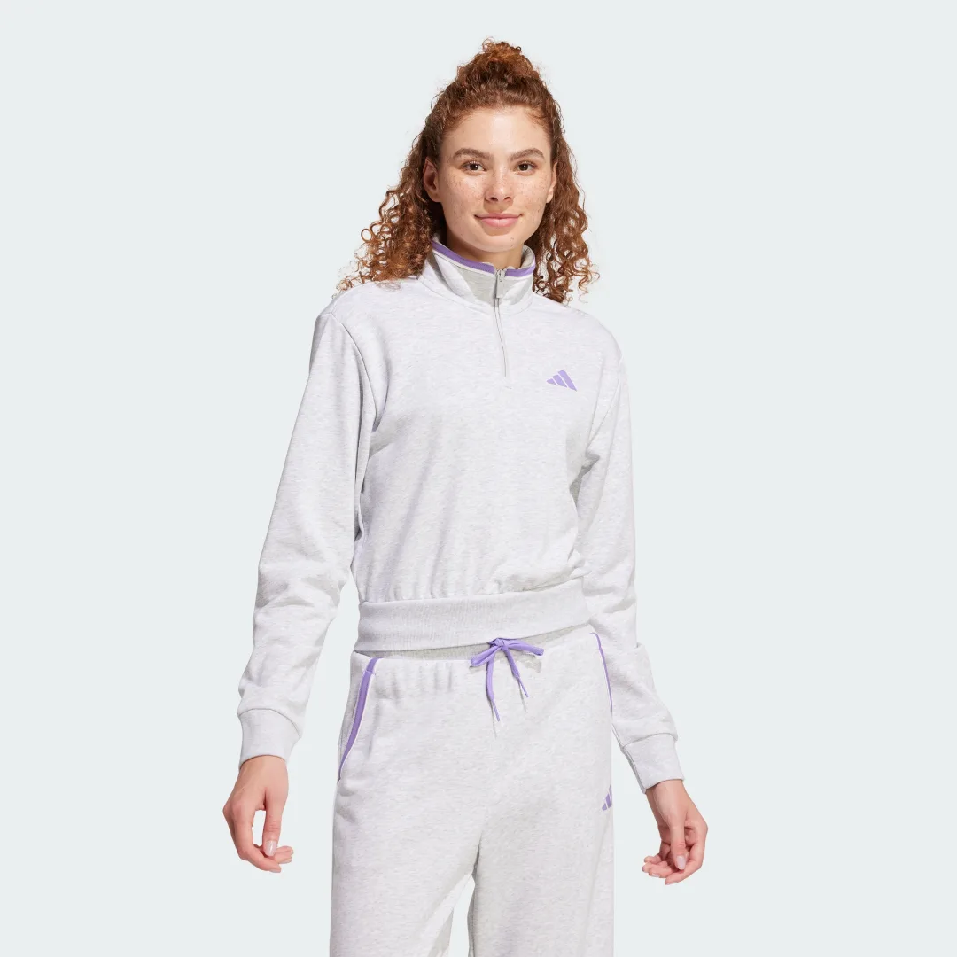 Detalle de Sudadera Essentials Color Pop French Terry Crop Quarter-Zip de Adidas
