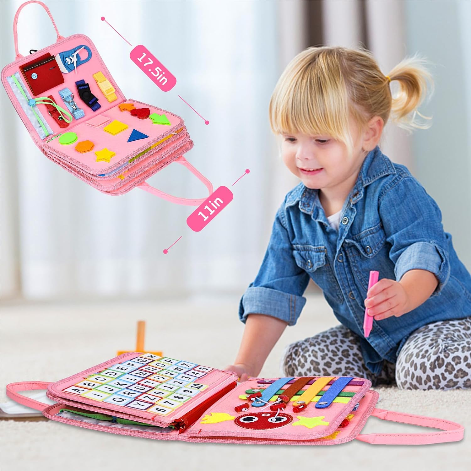 Thumbnail 4 de Esjay Toddler Busy Board Montessori Toys for Girls: Multi-Page Sensory Learning Board