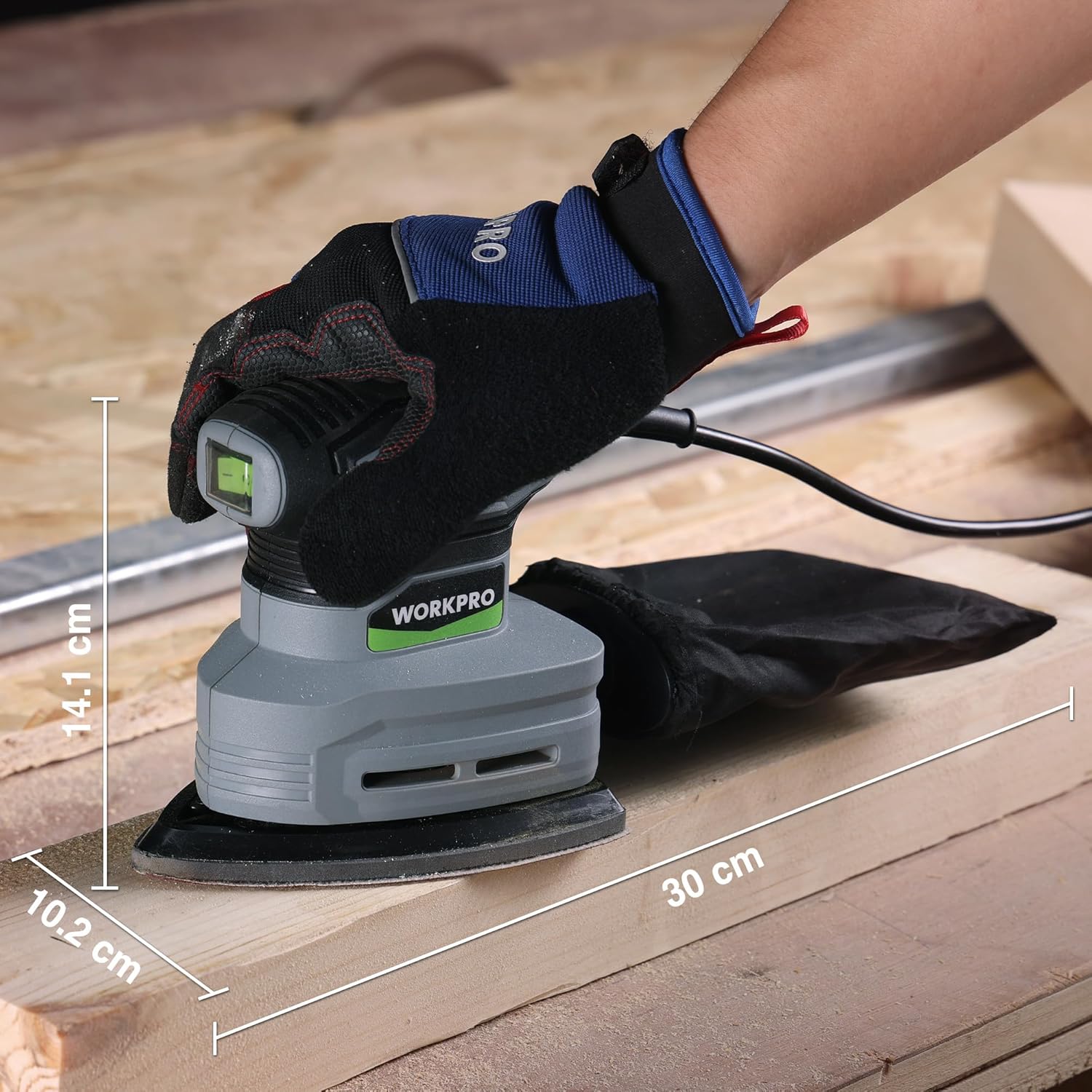 Detalle de WORKPRO Detail Sander (130 W) with Dust Collector and 20 Sandpapers