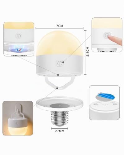 Thumbnail 6 de Suright Wiederaufladbare Glühbirne mit Batterie – 2er-Set, E27, 3 Farben + Fernbedienung, Timer & Magnetbasis