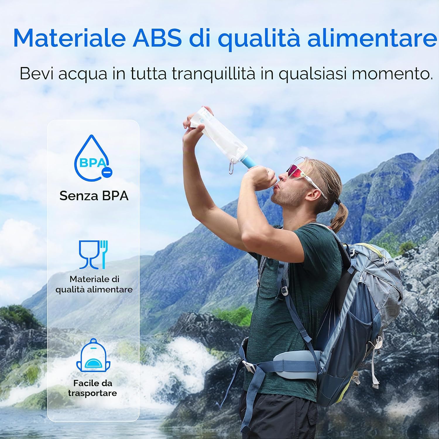 Detalle 2 de Waterdrop cannucchia con filtro per l’acqua per escursionismo: filtro portatile per bere in viaggio