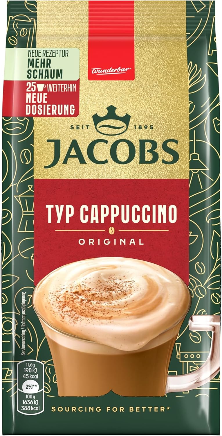 Thumbnail 6 de Jacobs Typ Cappuccino Original – Getränkepulver mit löslichem Bohnenkaffee, 2x290 g