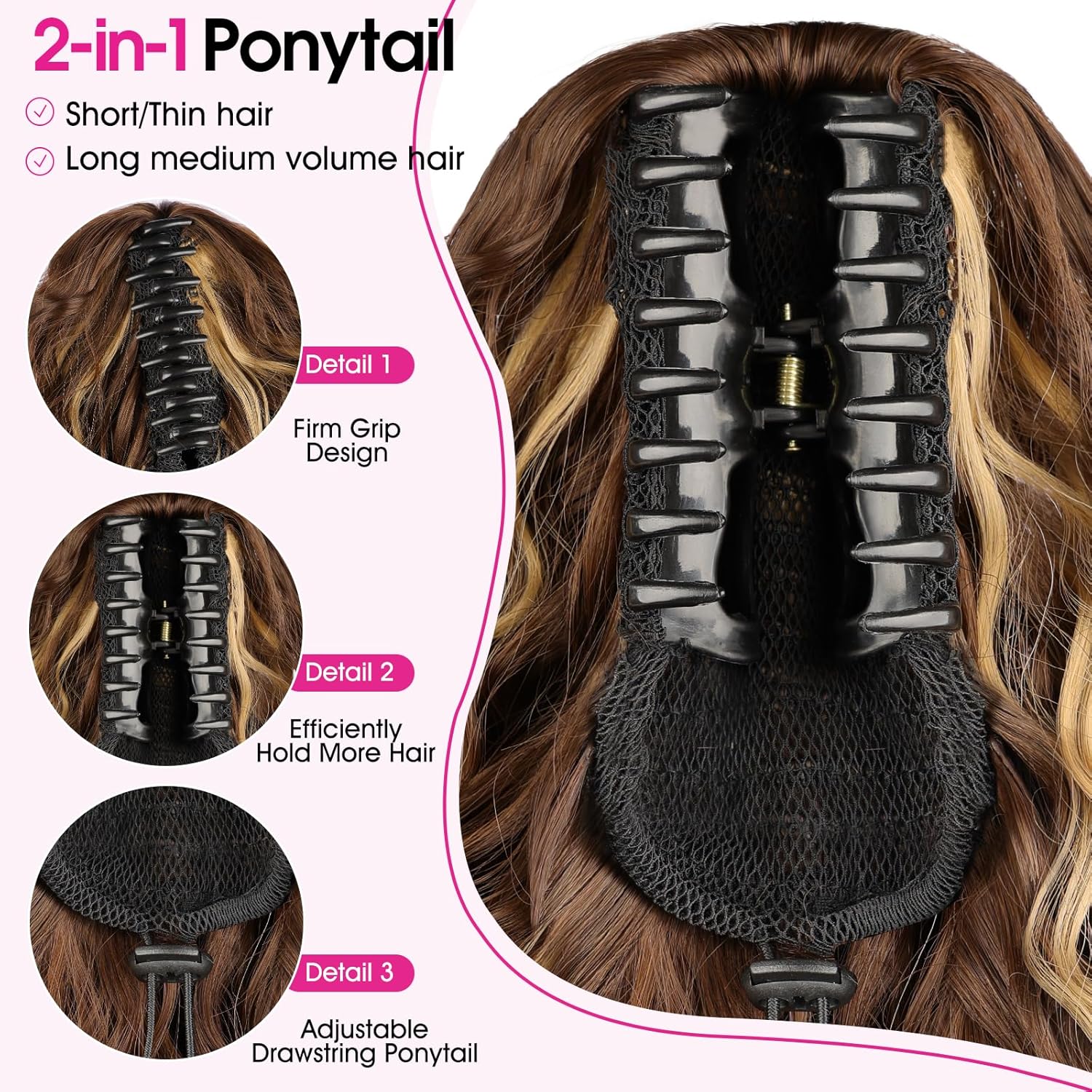 Detalle de RONTAYA Extension cheveux naturel à clip : postiche ondulé multicouches 46 cm