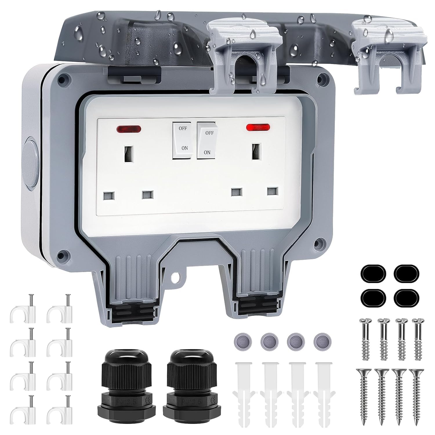 Weatherproof Double Outdoor Socket IP66 13Amp