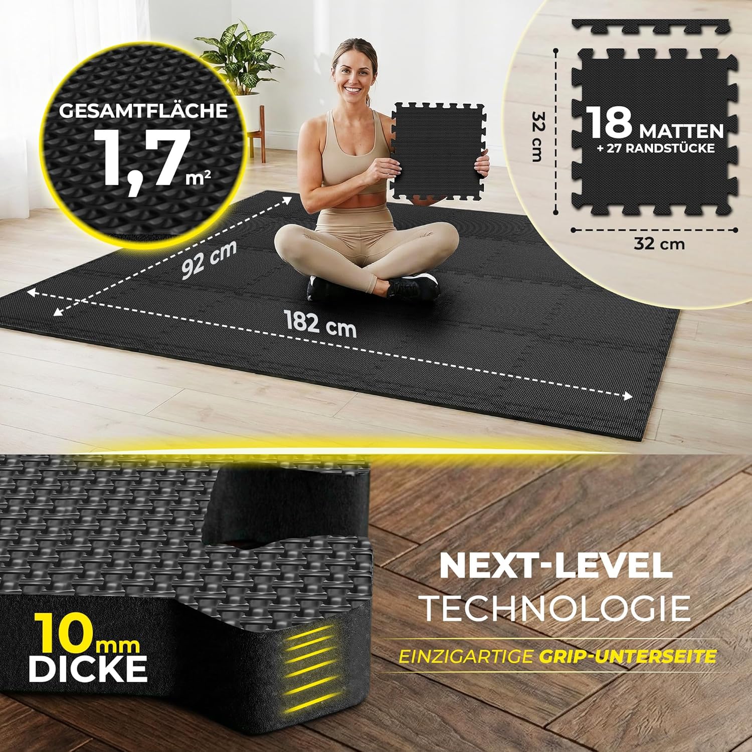 Thumbnail 2 de BeMaxx Schutzmatten Bodenschutzmatte-Set Sportmatte (Puzzle-Set) für Gymnastik, Fitness & Training
