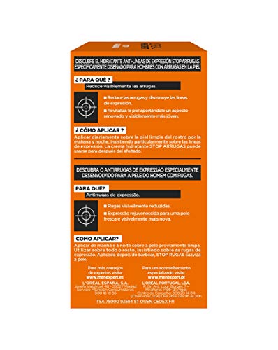 Detalle 2 de L'Oréal Paris Men Expert Stop Arrugas: Cuidado hidratante anti-arrugas de expresión para hombres, 50 ml