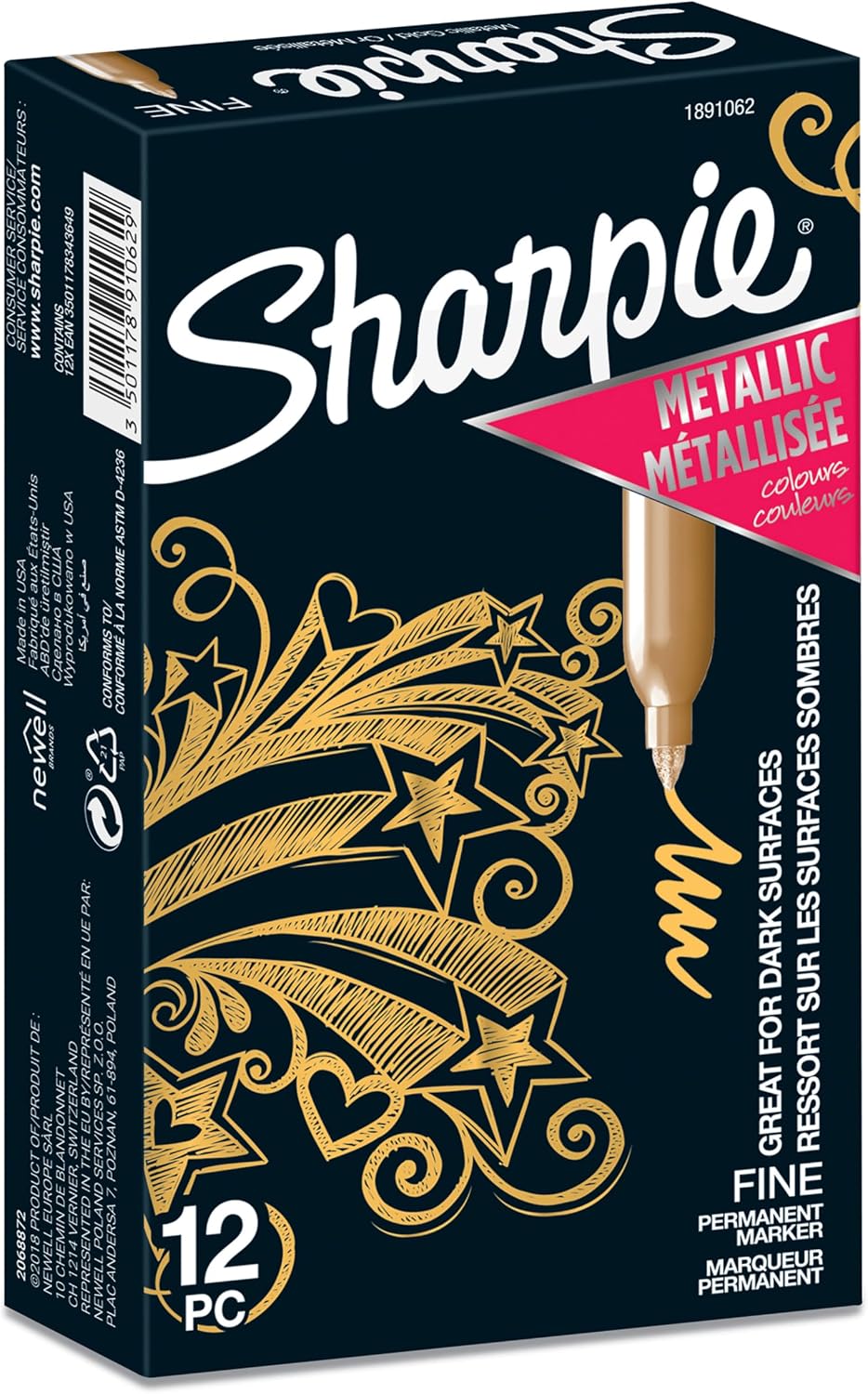 Sharpie Metallic Fine Point 12 Pack Gold 🎨