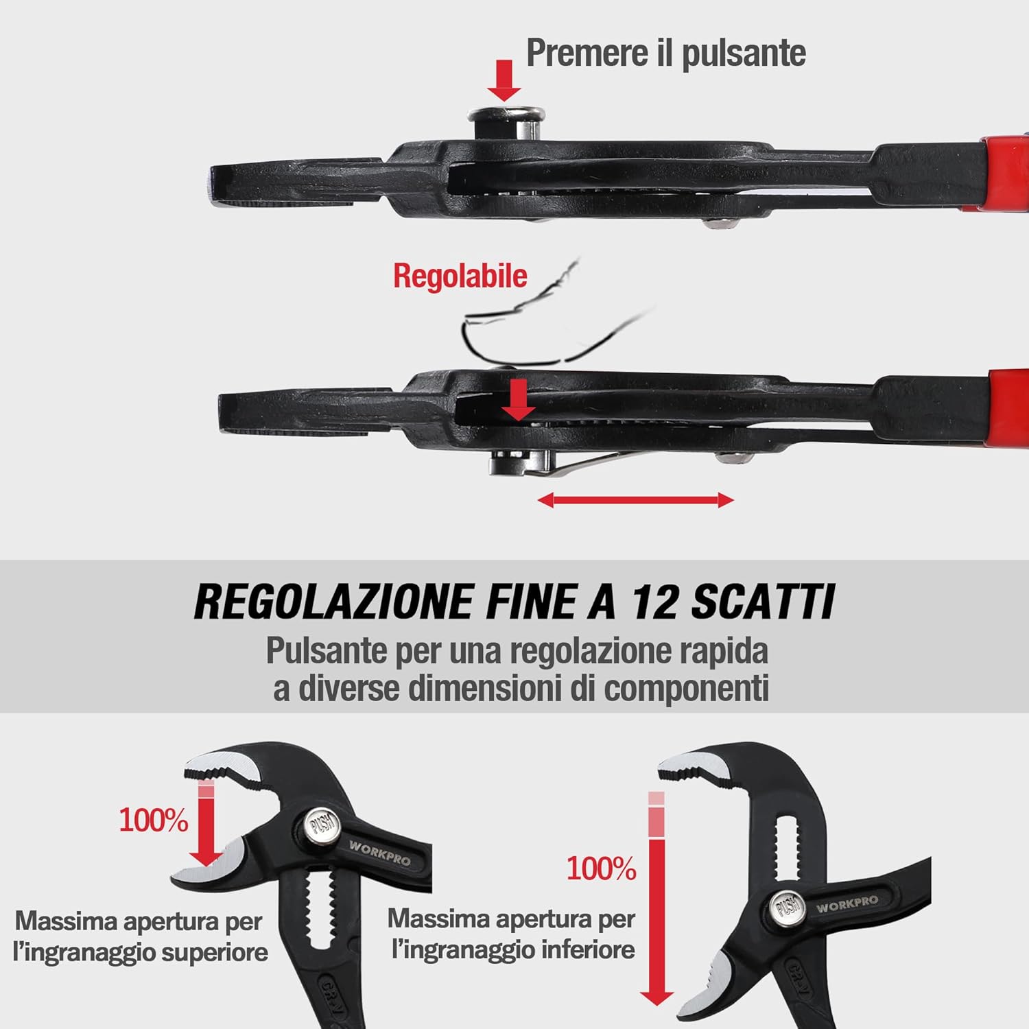 Thumbnail 5 de Workpro set di 2 pinze idrauliche da 180 mm e 250 mm con regolazione rapida