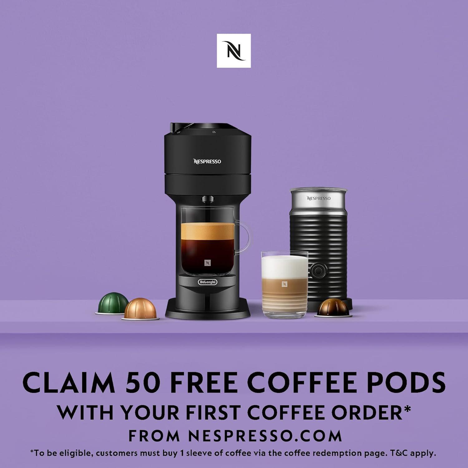 Thumbnail 1 de Nespresso Vertuo Next ENV120.BM (Matt Black) capsule coffee machine with 5–7 cup sizes
