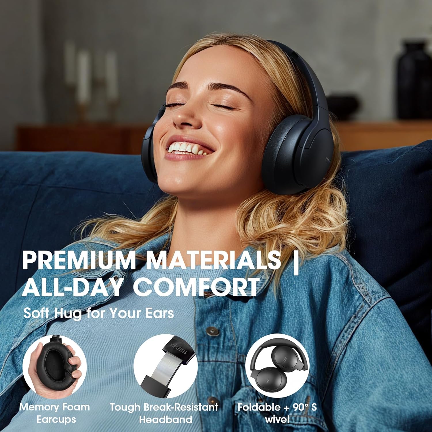 Thumbnail 5 de DOQAUS Bluetooth Headphones 90H battery