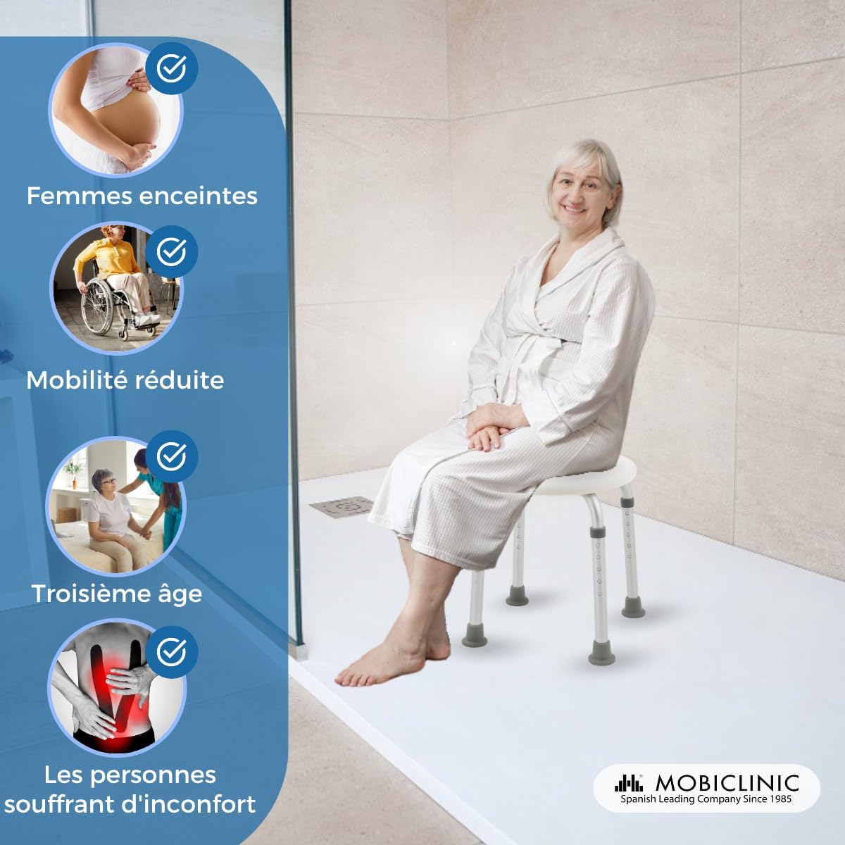 Detalle 1 de Mobiclinic Faro Tabouret de douche 100 kg