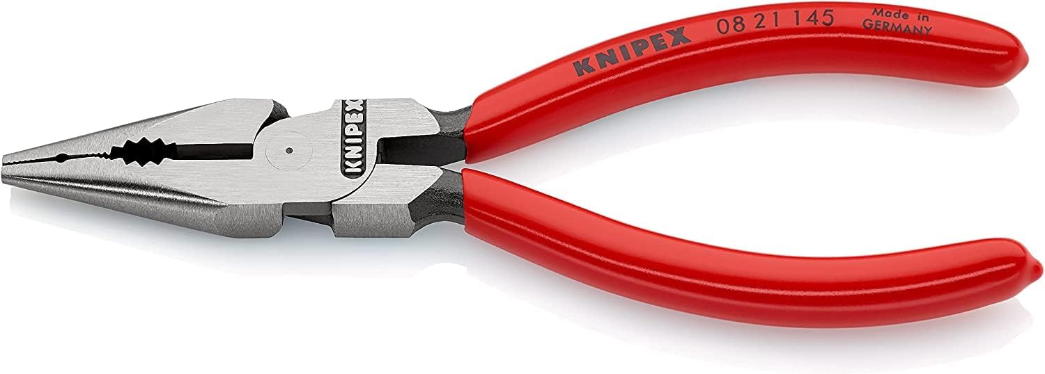 Detalle de クニペックス KNIPEX 0821-145 ニードルノーズペンチ 斜め刃・横すじ入り把持面