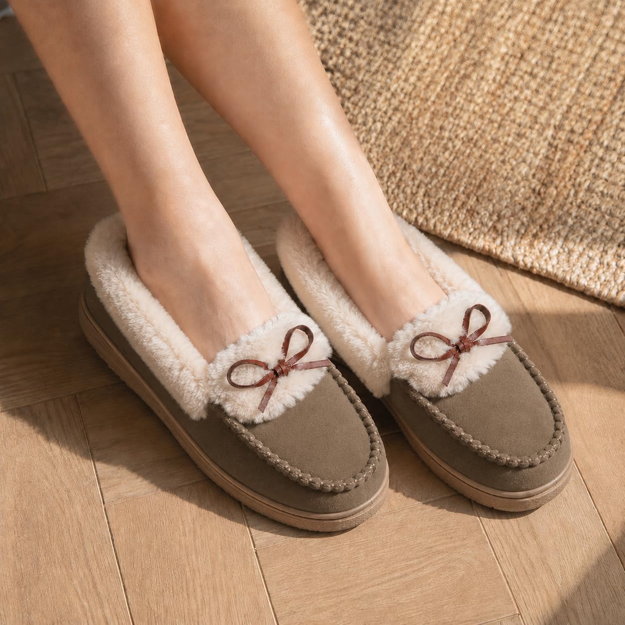 Thumbnail 2 de JOMIX damesloafers, winterpantoffels van bont voor thuis
