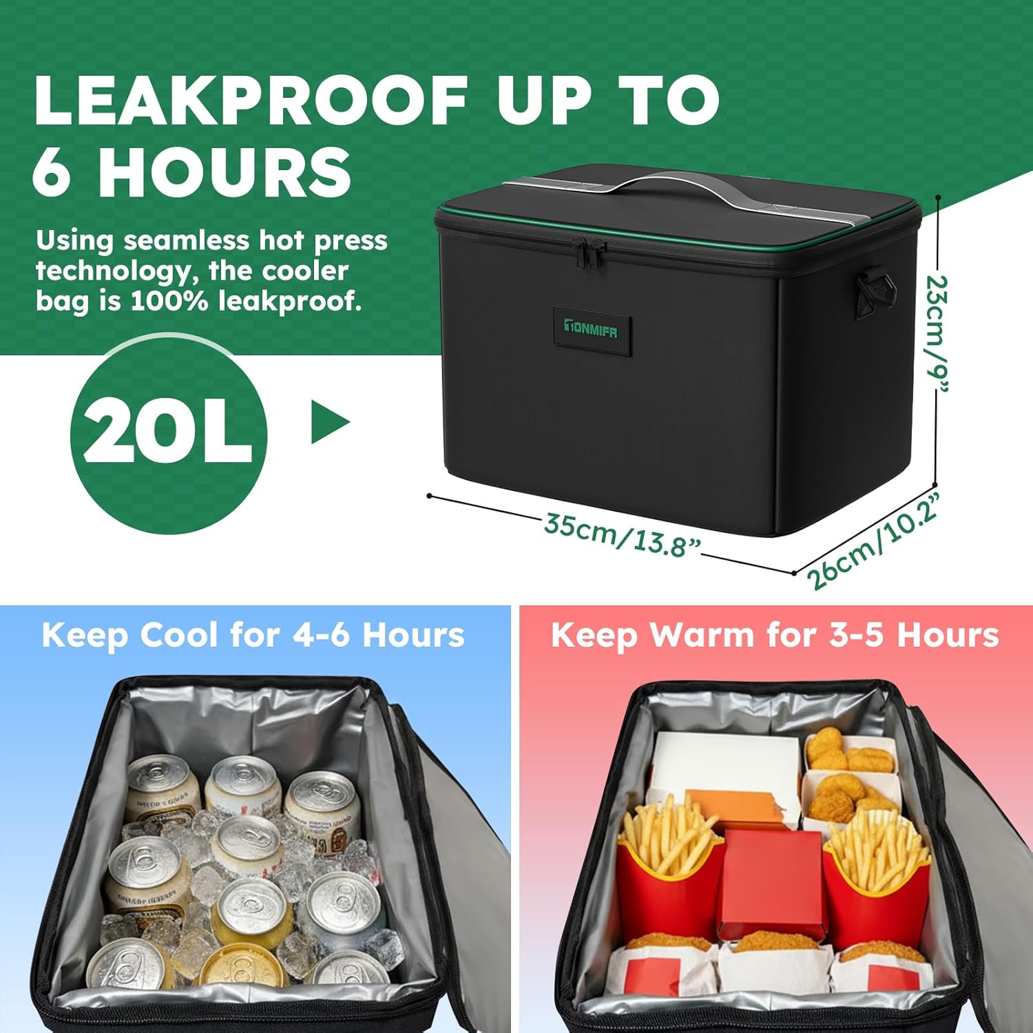 Detalle de 112L Large Capacity Car Trunk Organizer with 20L Insulated Fresh-Keeping Bag (600D Waterproof Oxford, 2 Hooks & Reflective Strips)
