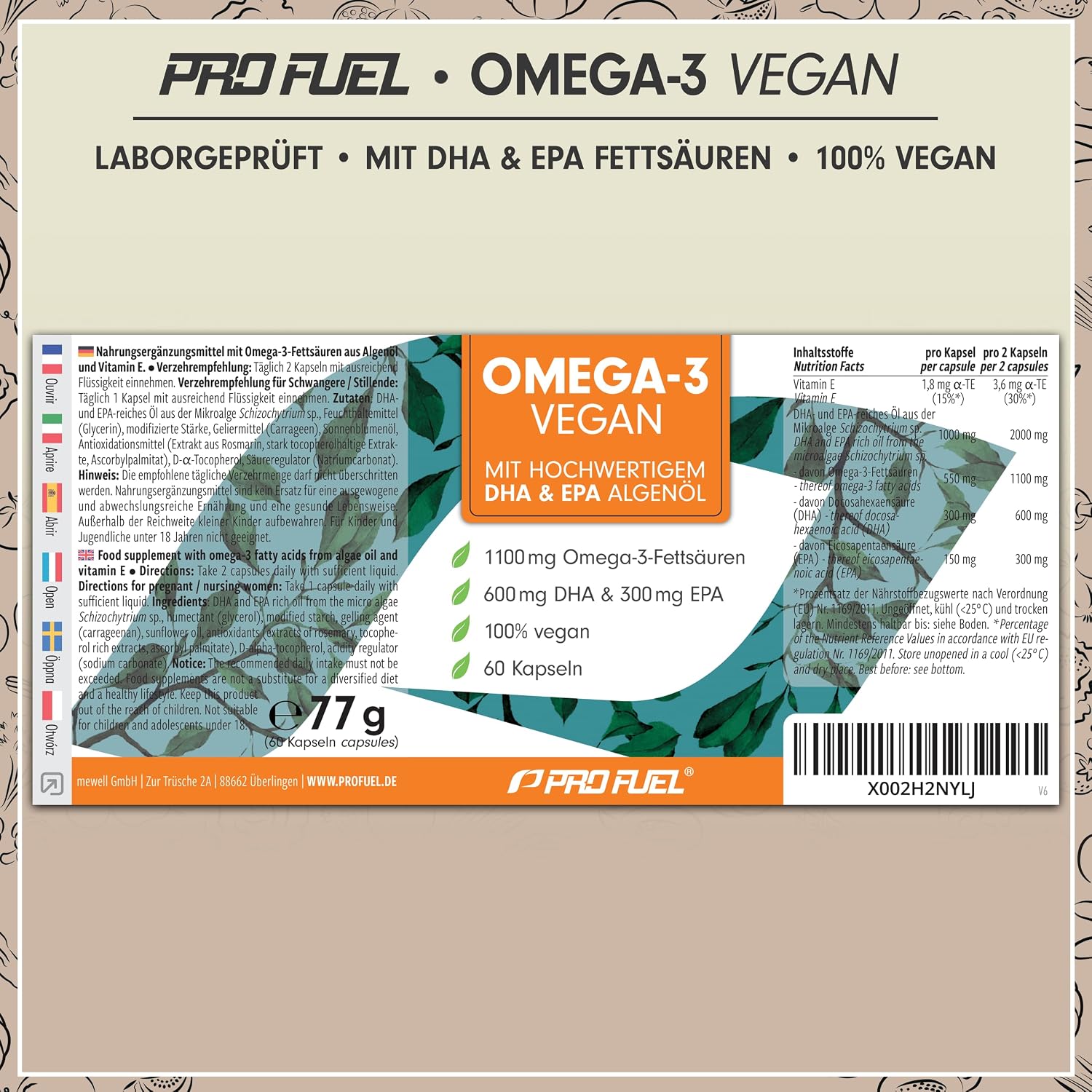 Thumbnail 5 de Omega‑3 vegan Kapseln 60× — 600 mg DHA + 300 mg EPA pro Tag 💊