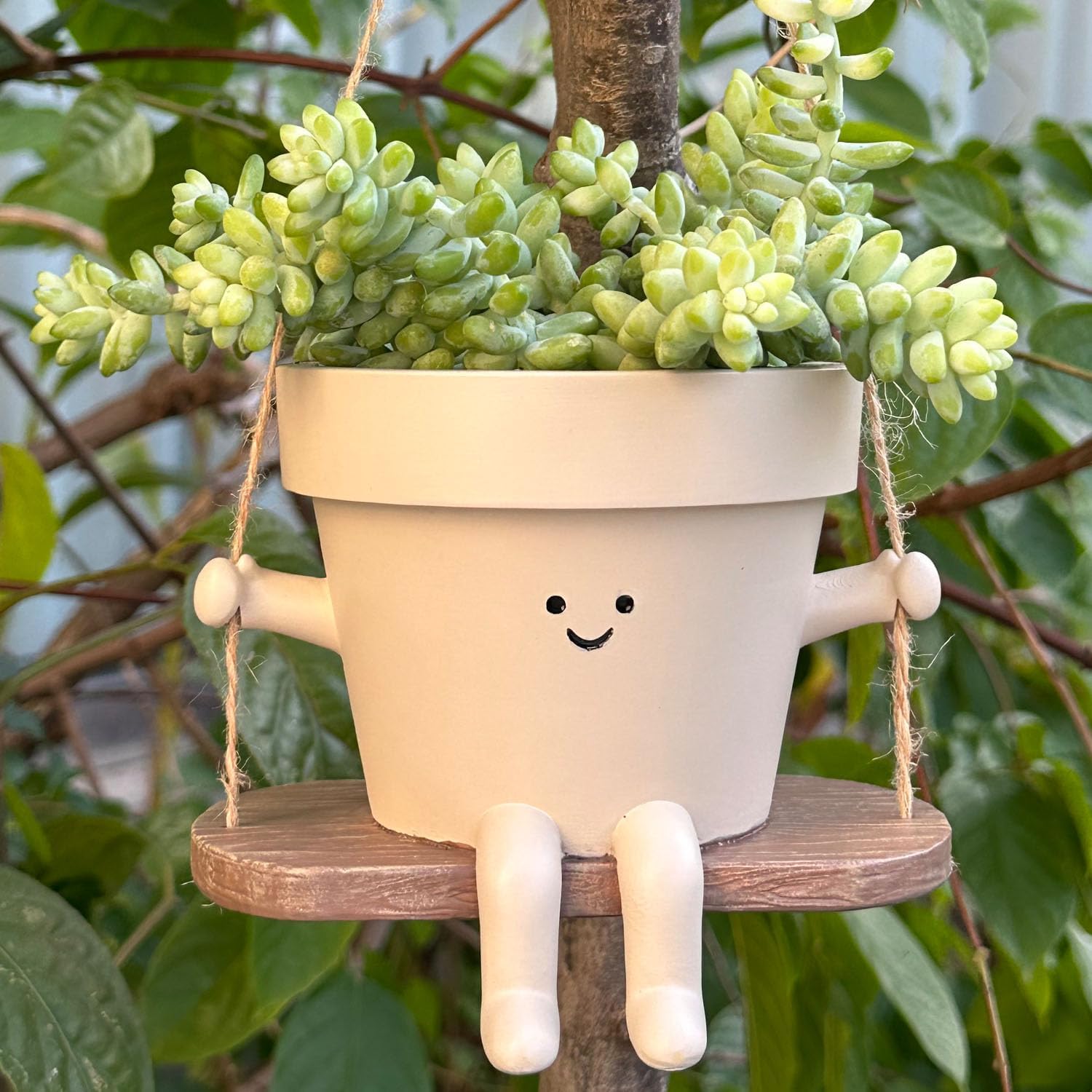 Thumbnail 6 de Cute Rocking Chair Plant Pots Large Smily Face Planter Pot – Resin Indoor/Outdoor Planter with Drainage
