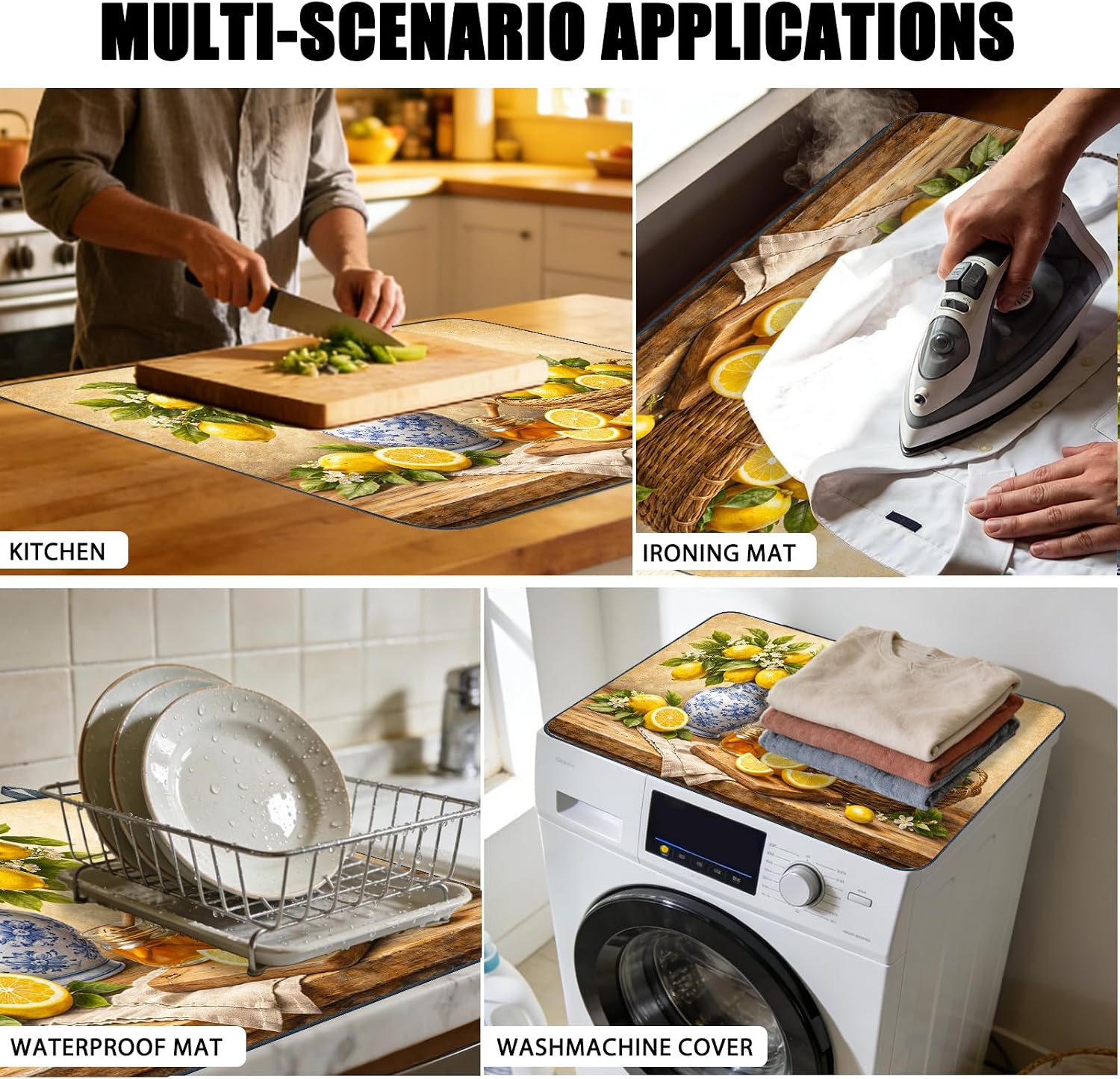 Detalle 1 de SEADER Lemon Stove Top Cover, 28.35 x 20.47-Inch Polyester Blend