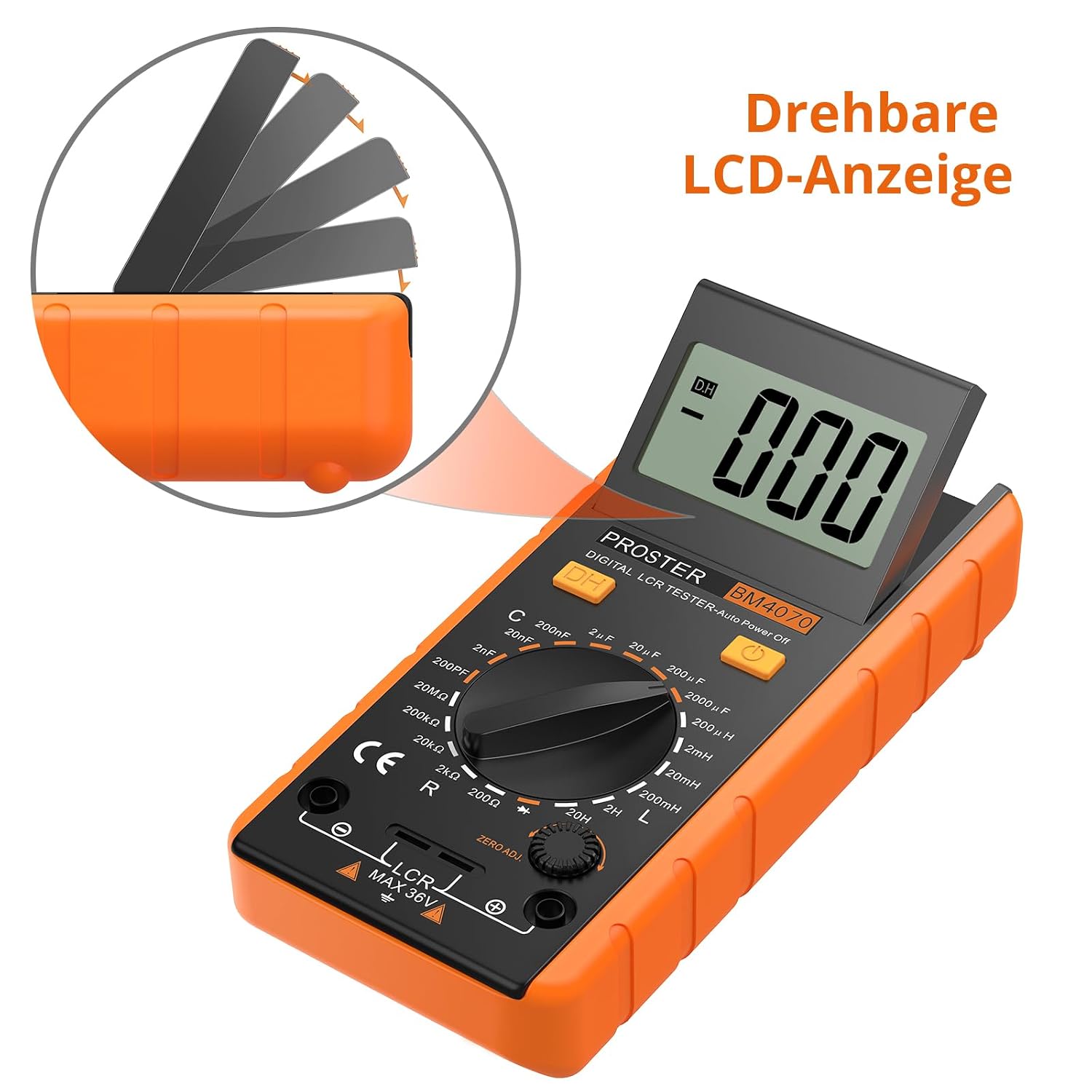 Detalle de Proster LCR-Messgerät LCR-Multimeter Tester – Präzise Messung von Kapazität, Widerstand und Induktivität (Rot)