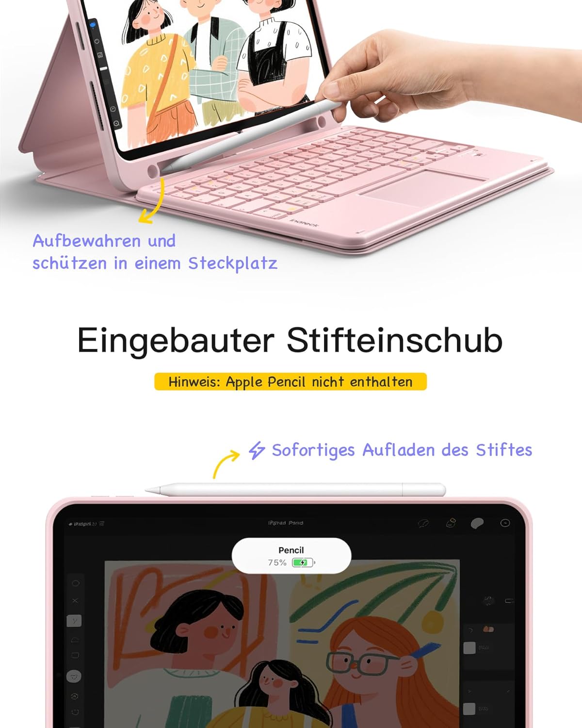 Thumbnail 6 de Inateck iPad 10. Generation Hülle mit Tastatur – kompatibel mit iPad 11. Gen bis Pro 11, inklusive Touchpad
