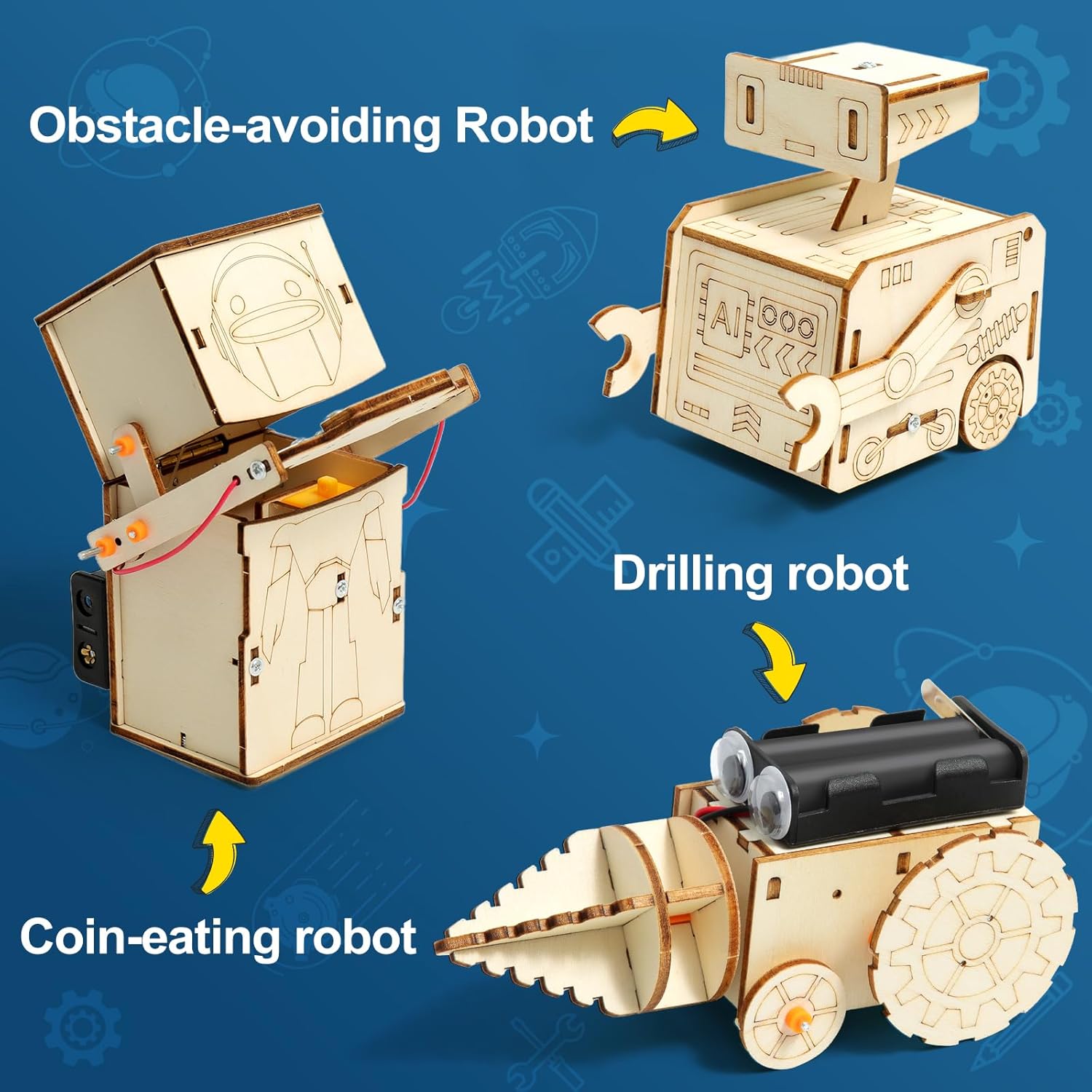 Detalle de STEM Robot Toys 6-in-1 Robot Kit (Age 8–14) – Science & Electronics Building Set