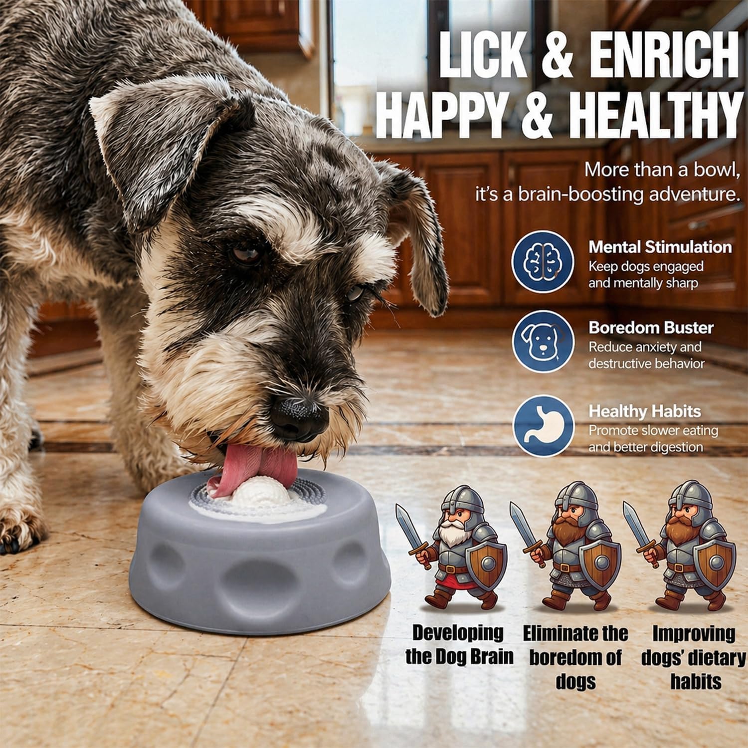 Detalle de Qwicktail Dog Licking Bowl with Ball, 250ml Capacity – Anti-Slip Silicone Lick Bowl for Slower Eating