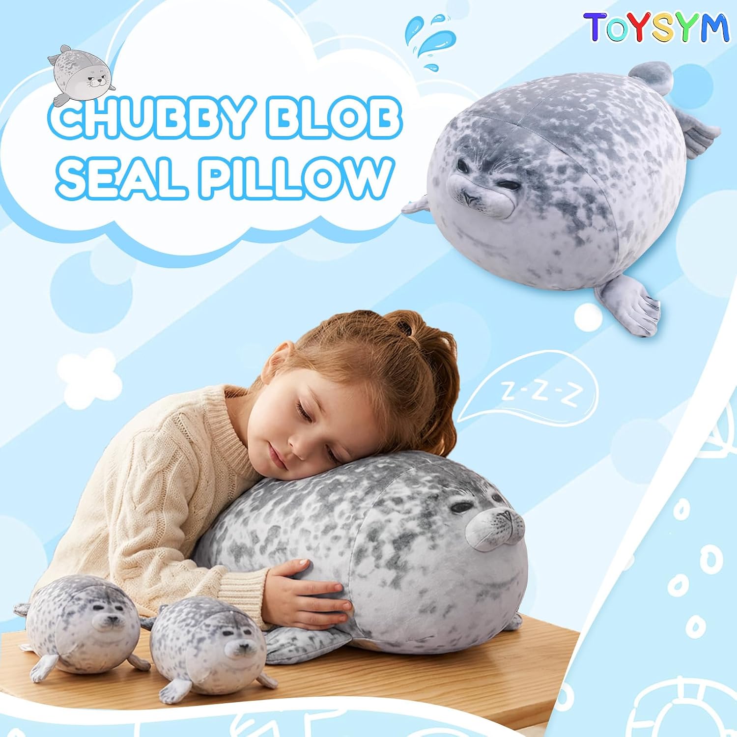 Thumbnail 1 de TOYSYM Chubby Blob Seal Pillow Plush with 4 Removable Baby Seals