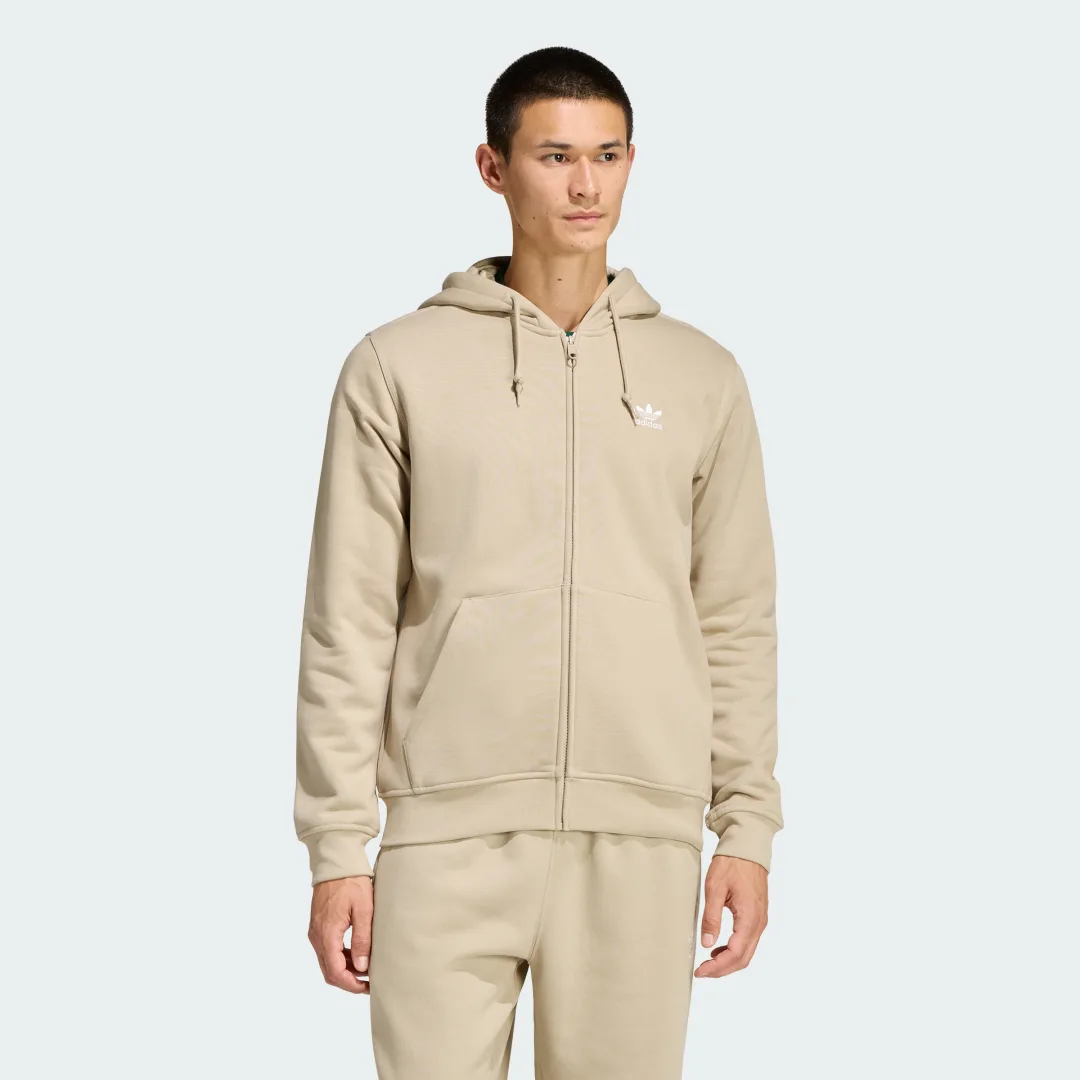 Detalle de Chaqueta con capucha Trefoil Essentials de Adidas — Beige