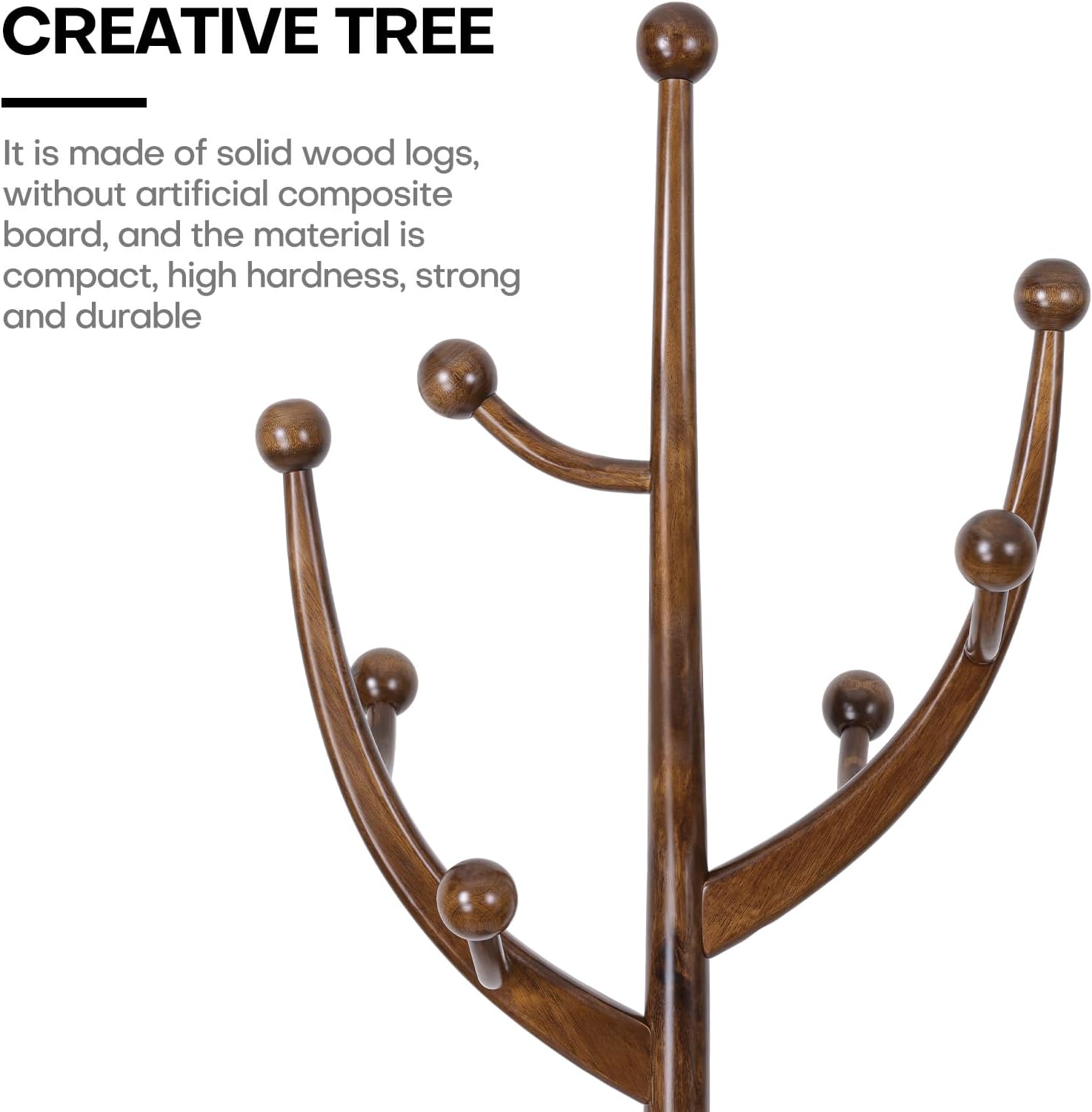 Detalle 2 de Bekrvio Wood Coat Rack, Walnut Finish