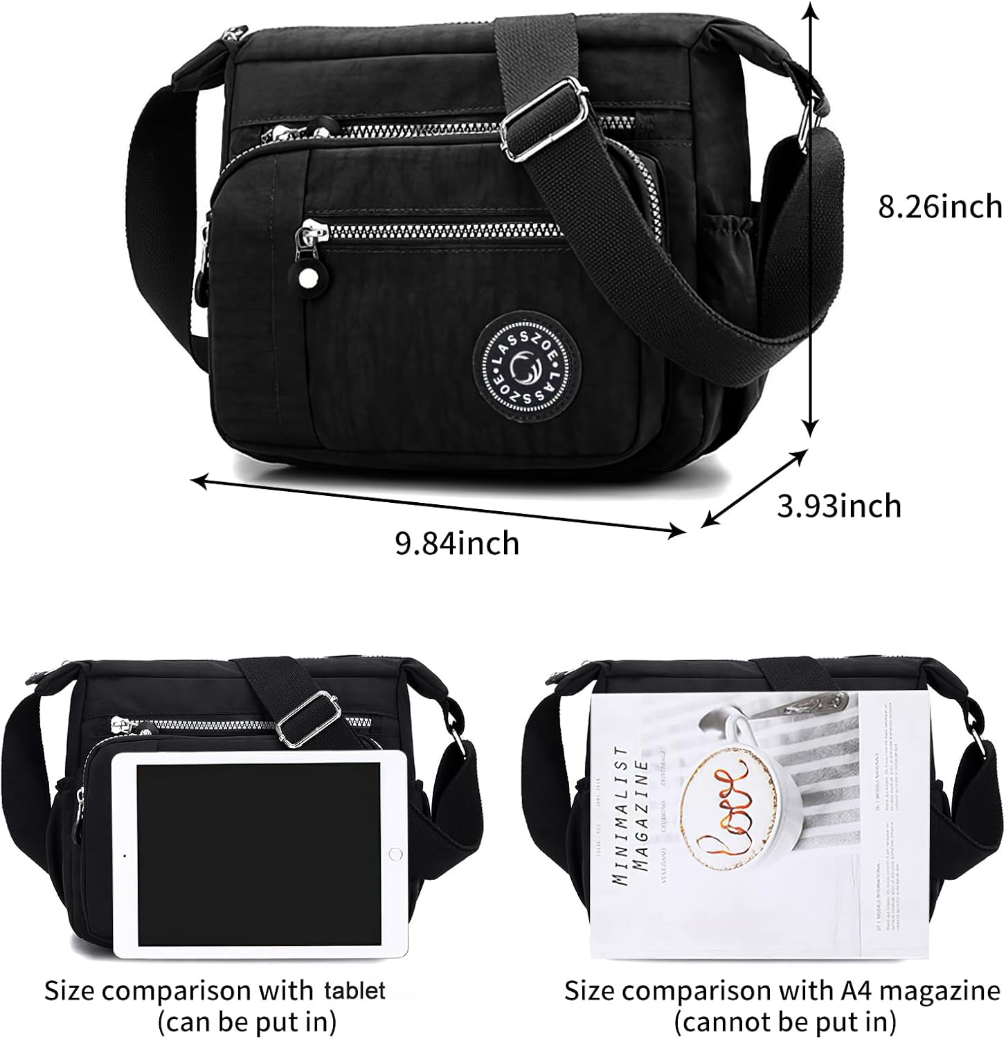 Thumbnail 4 de LassZone Nylon Crossbody Bag for Women – Waterproof Multi-Pocket Travel Messenger Bag